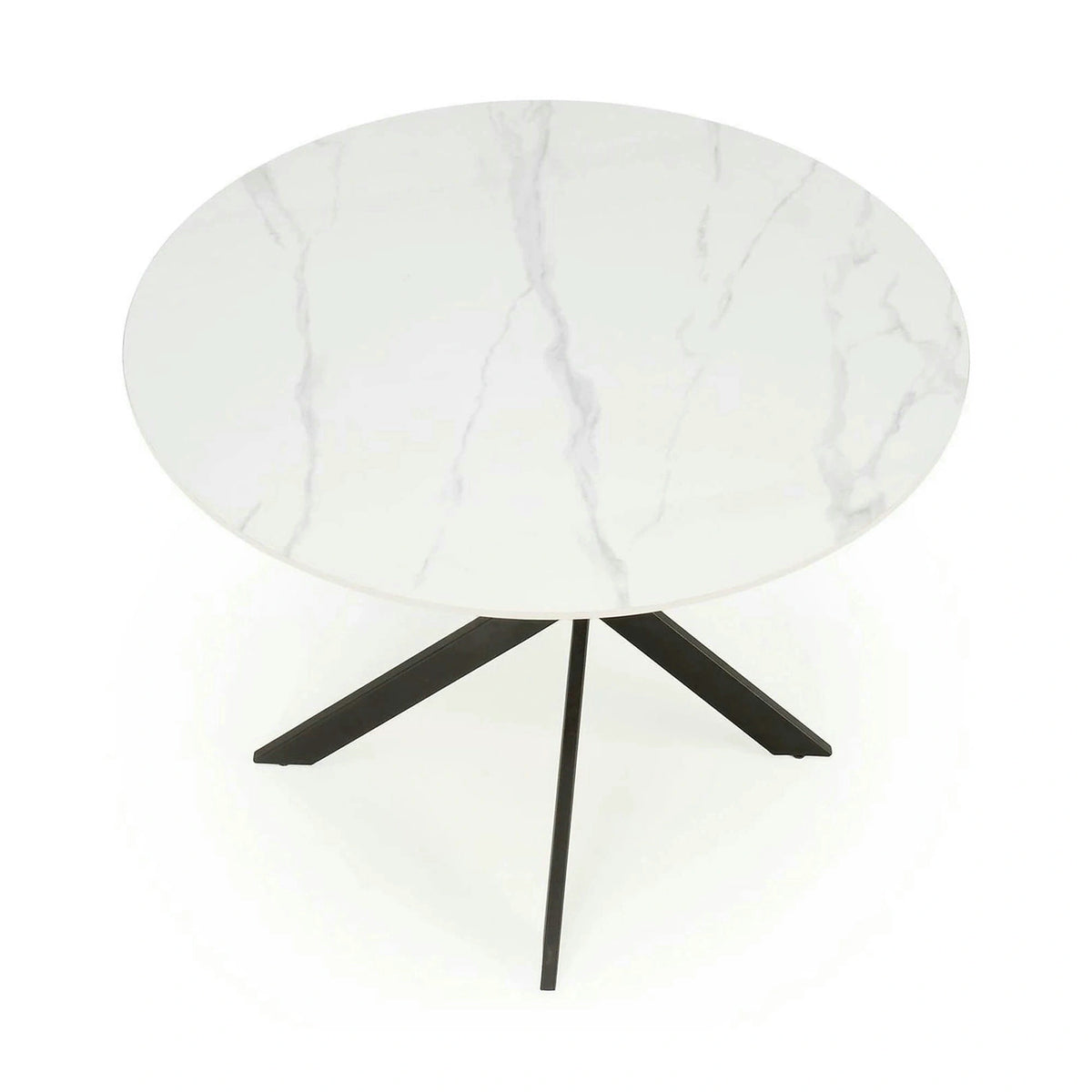 Masa EDGAR 2, alb/negru, ceramica/metal, 100x100x76 cm