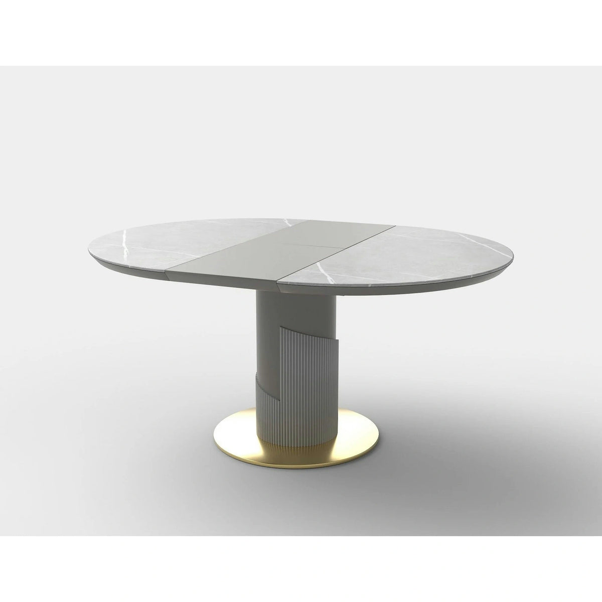 Masa eleganta living MUSCAT, gri cu efect marmura/auriu, 120/160x120x76 cm