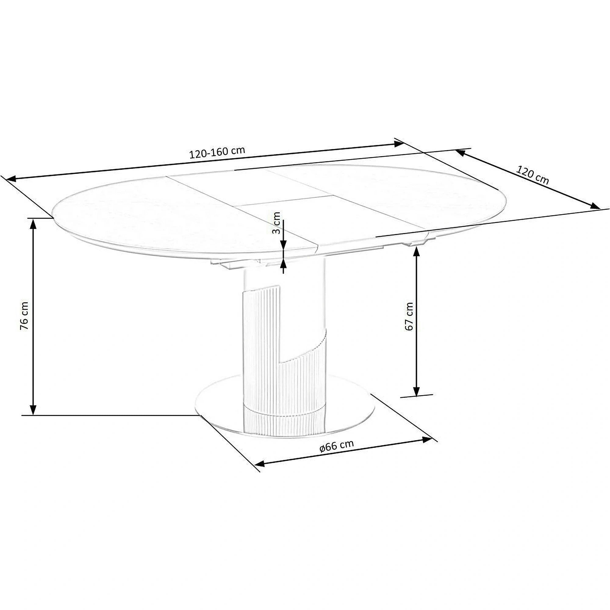 Masa eleganta living MUSCAT, gri cu efect marmura/auriu, 120/160x120x76 cm