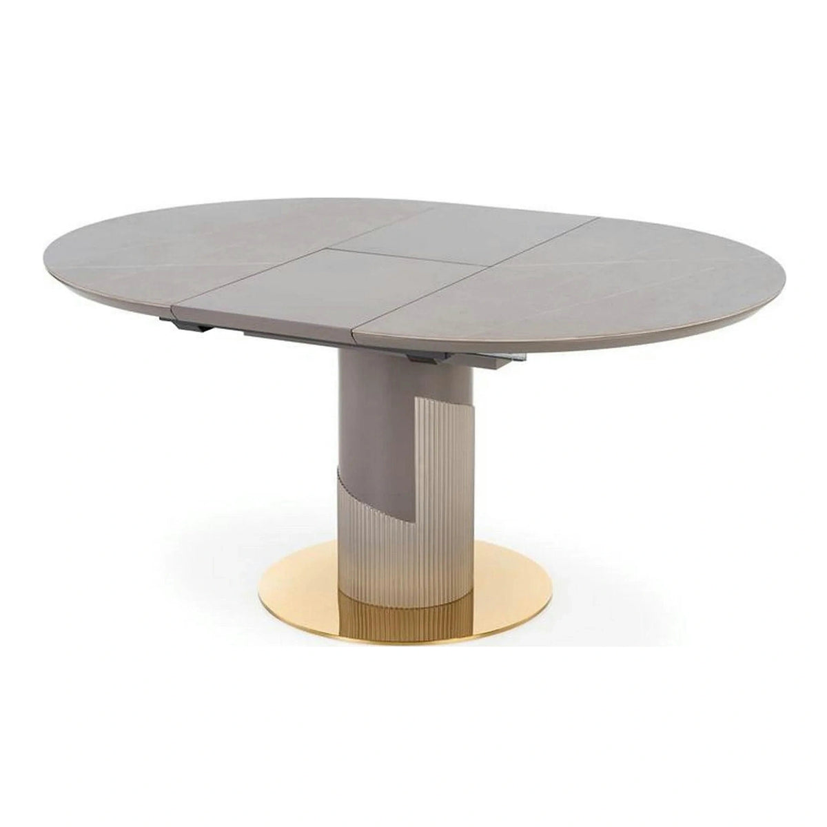 Masa eleganta living MUSCAT, gri cu efect marmura/auriu, 120/160x120x76 cm