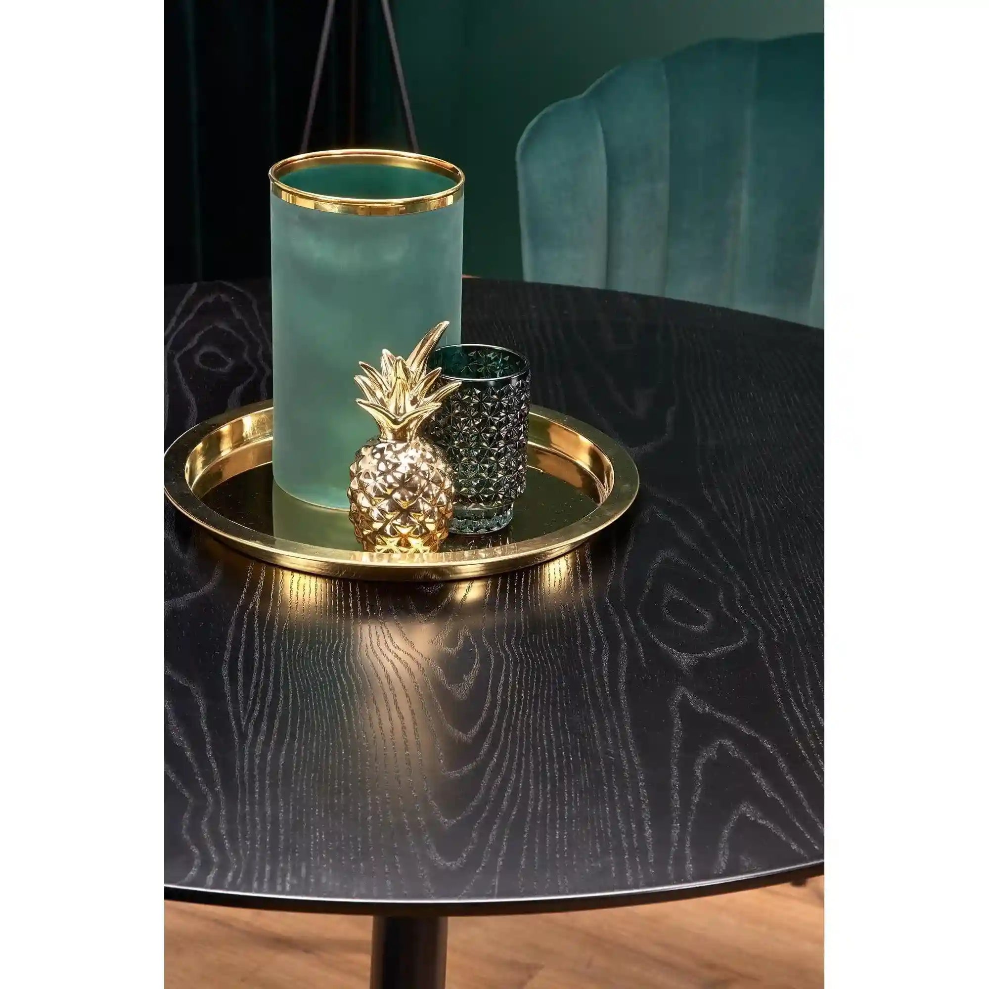 Masa EMBOS, negru/auriu, 120x75 cm