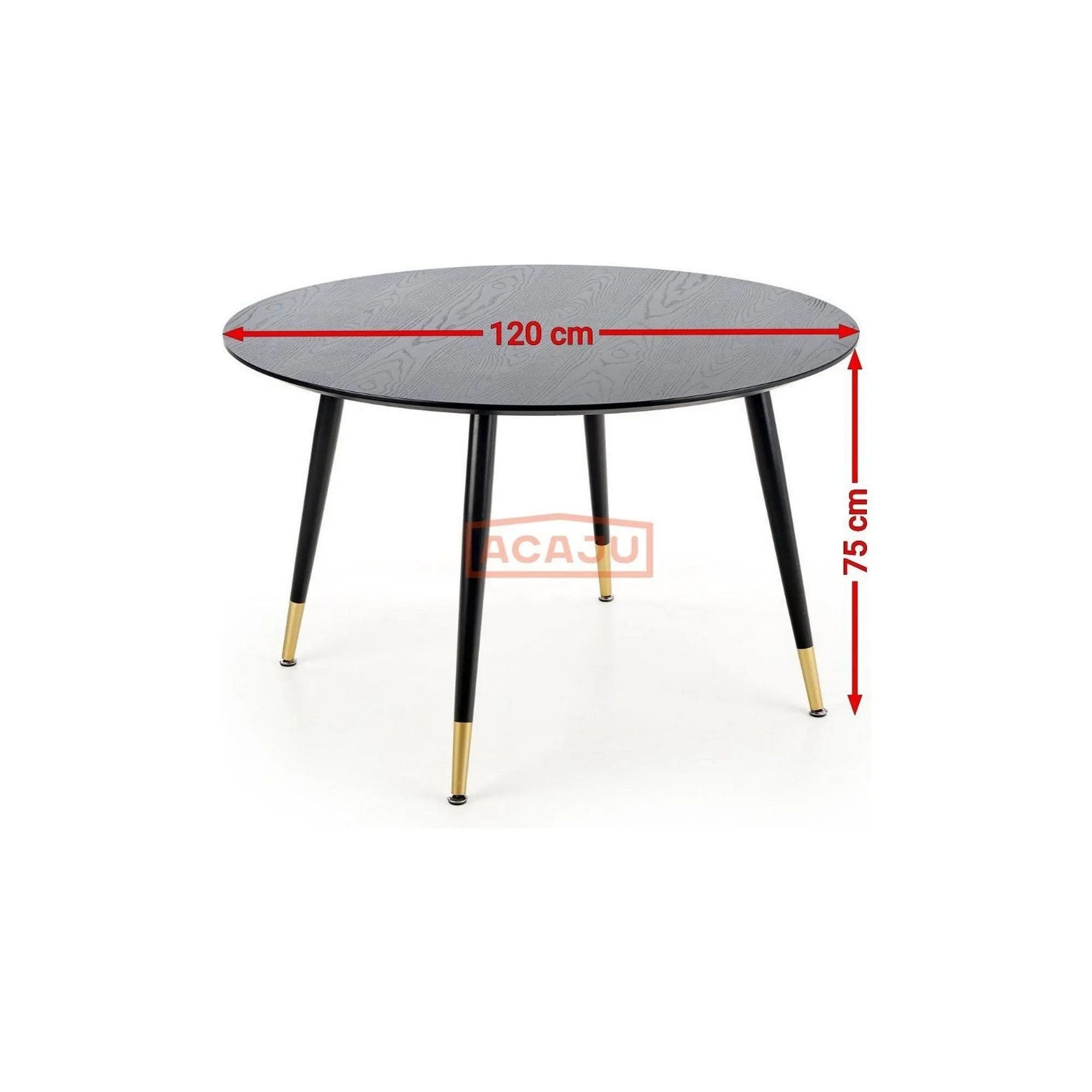 Masa EMBOS, negru/auriu, 120x75 cm