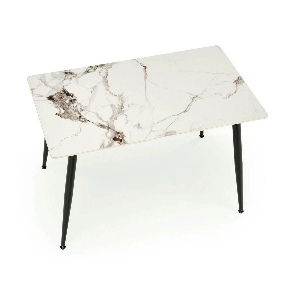Masa EMILIO 120, alb/negru, ceramica/metal, 120x70x76 cm