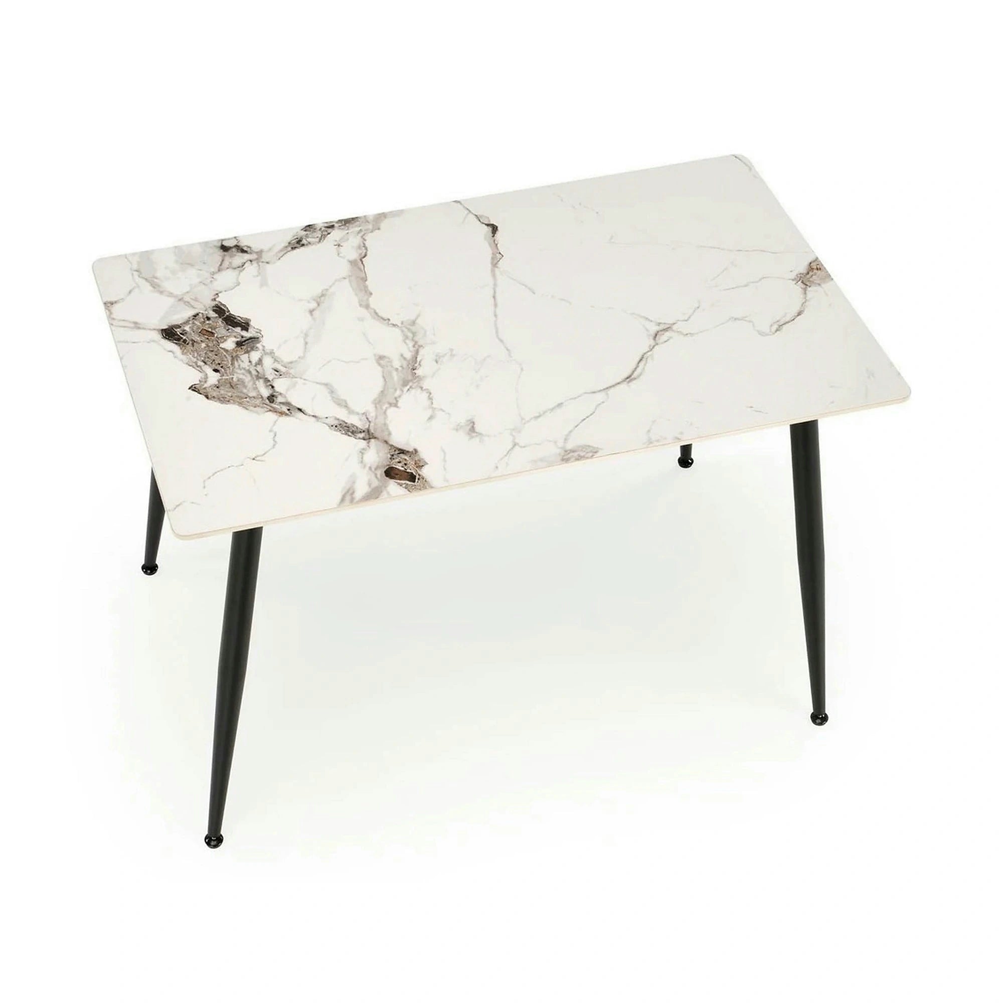 Masa EMILIO 120, alb/negru, ceramica/metal, 120x70x76 cm