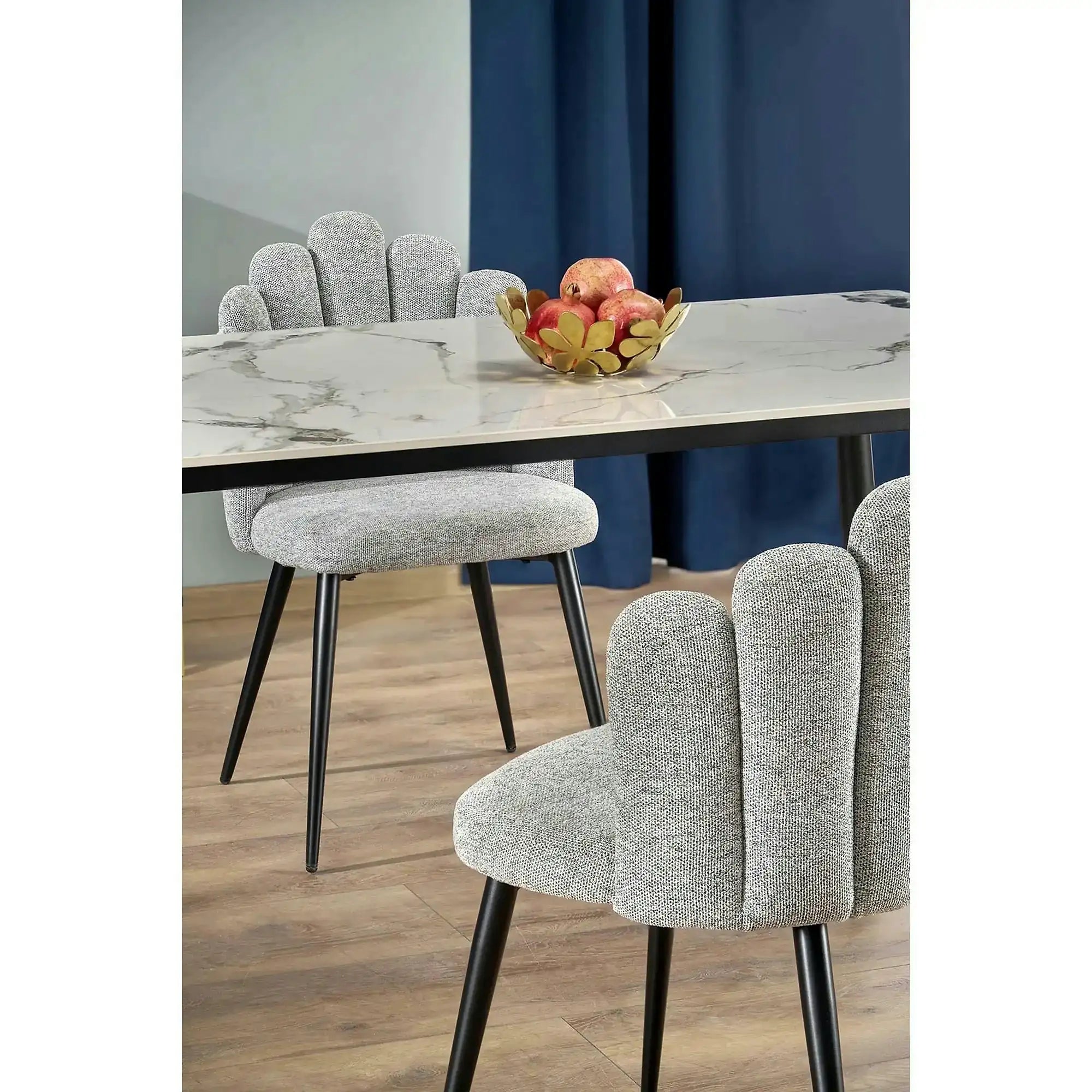 Masa EMILIO 120, alb/negru, ceramica/metal, 120x70x76 cm