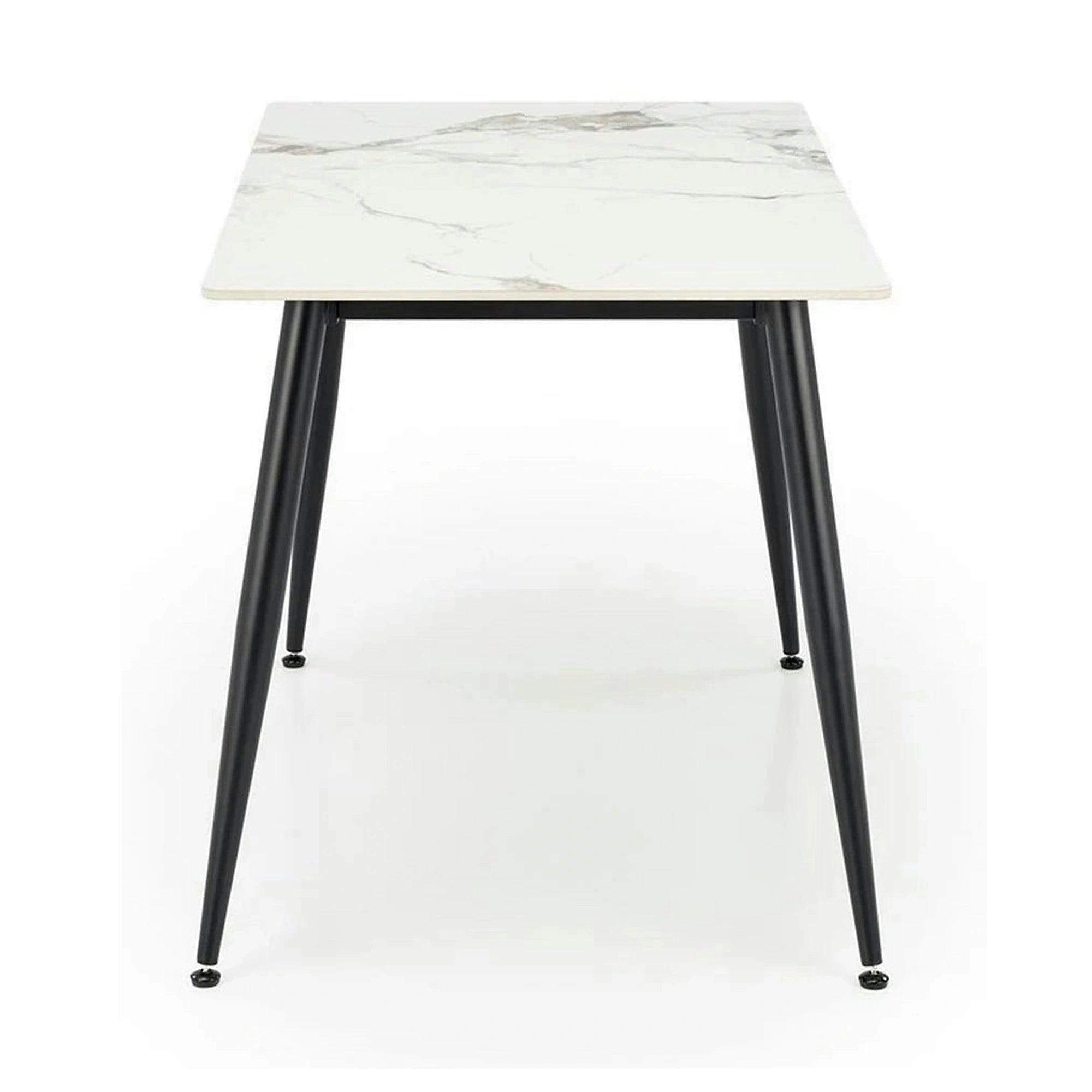 Masa EMILIO 120, alb/negru, ceramica/metal, 120x70x76 cm