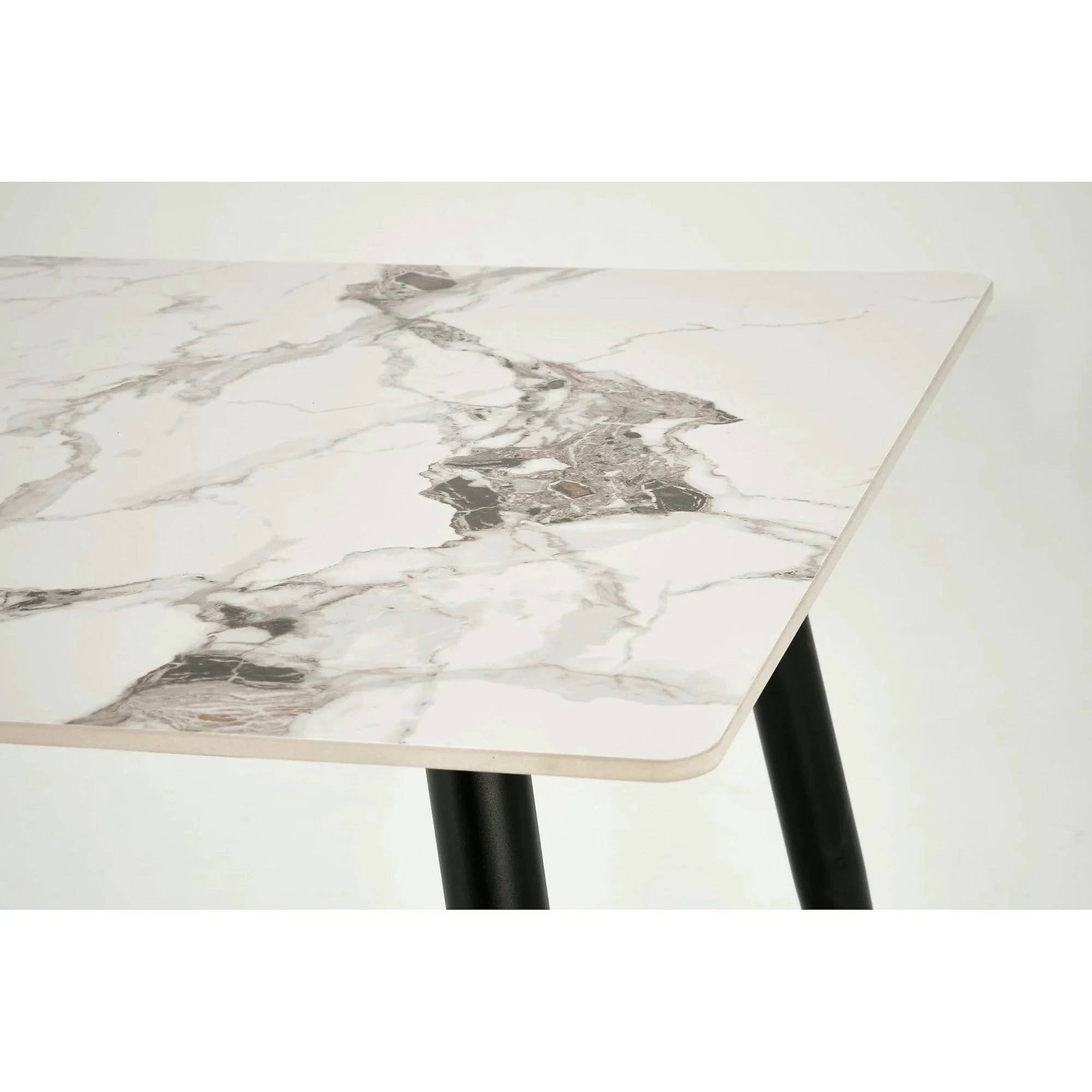 Masa EMILIO 140, alb/negru, ceramica/metal, 140x80x76 cm