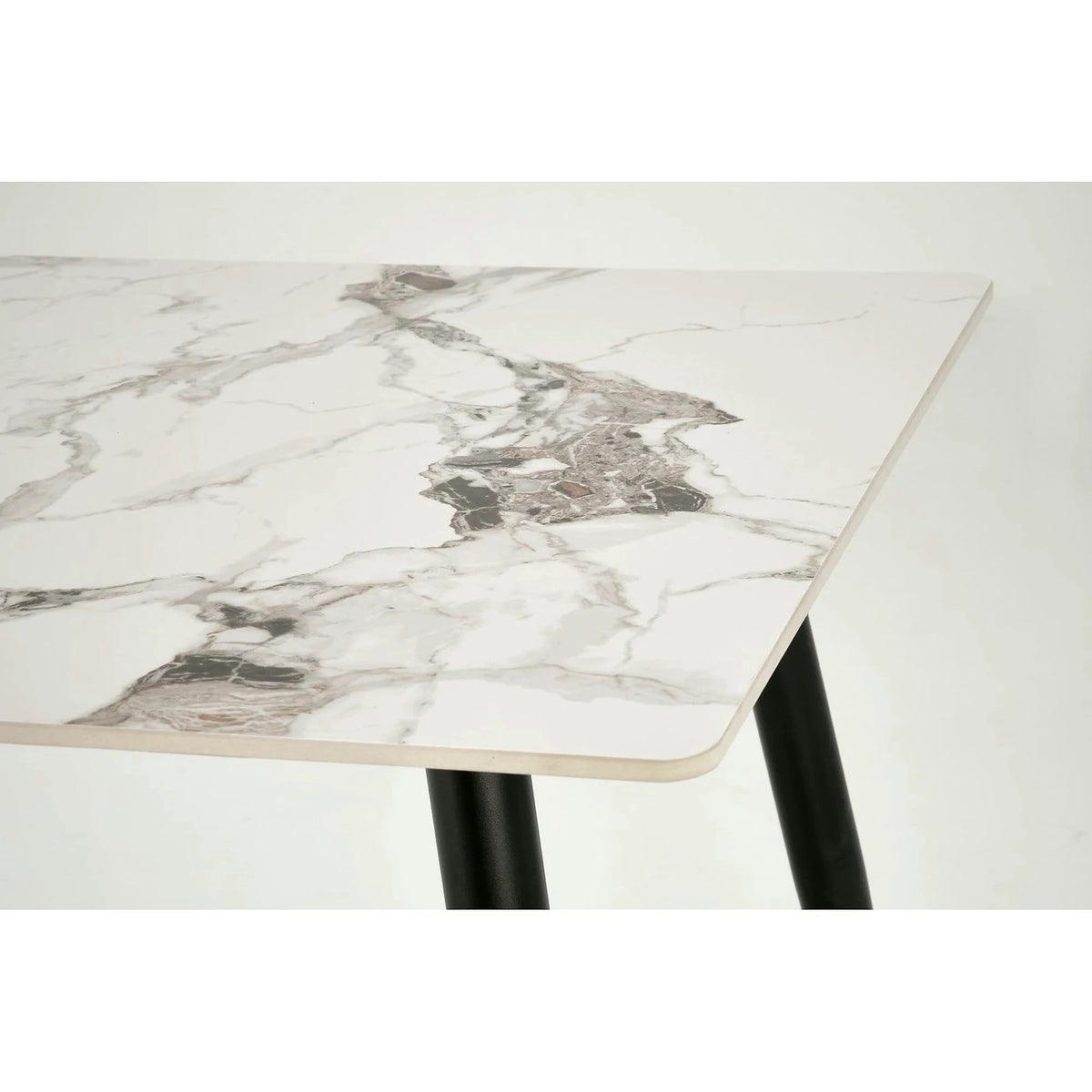 Masa EMILIO 140, alb/negru, ceramica/metal, 140x80x76 cm