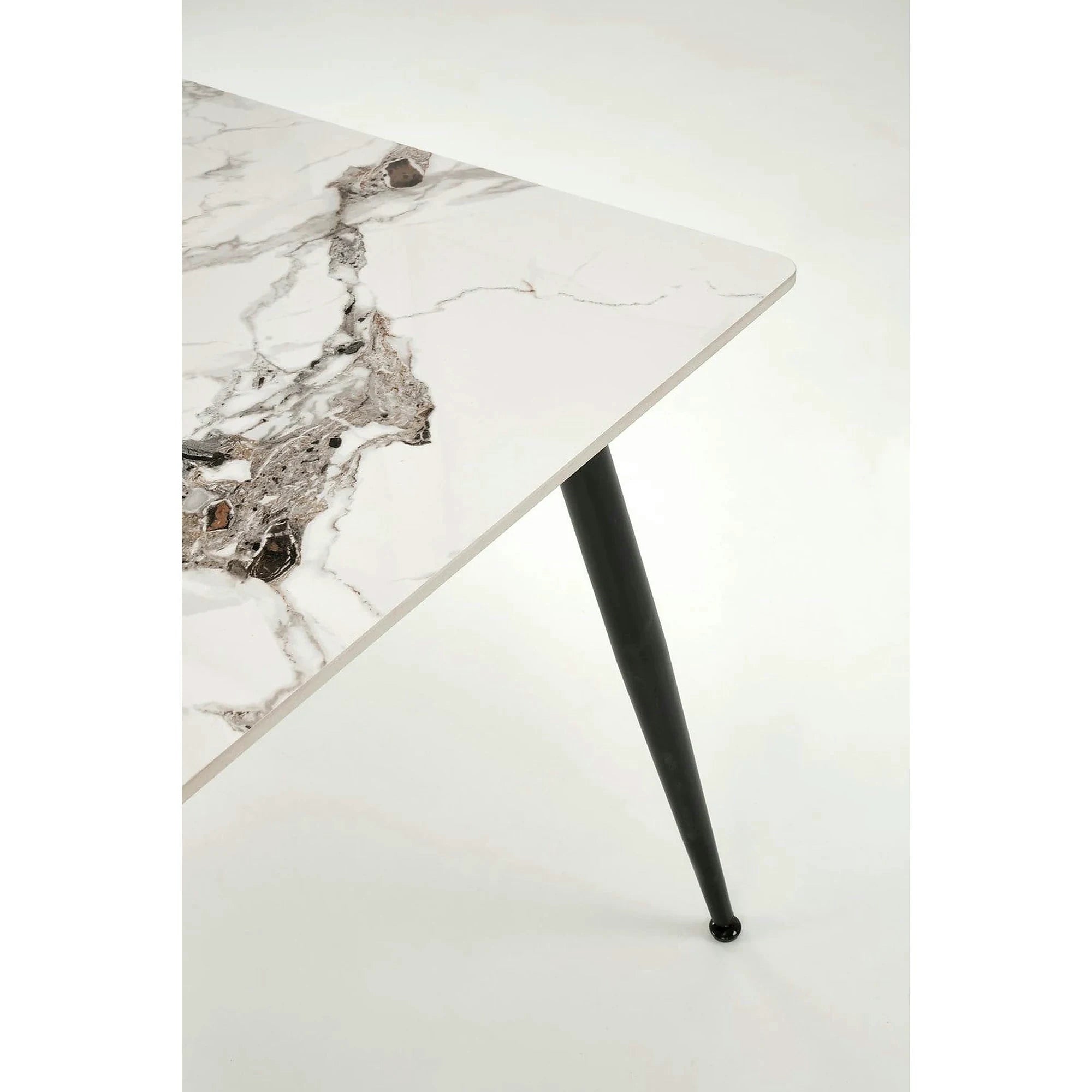 Masa EMILIO 140, alb/negru, ceramica/metal, 140x80x76 cm