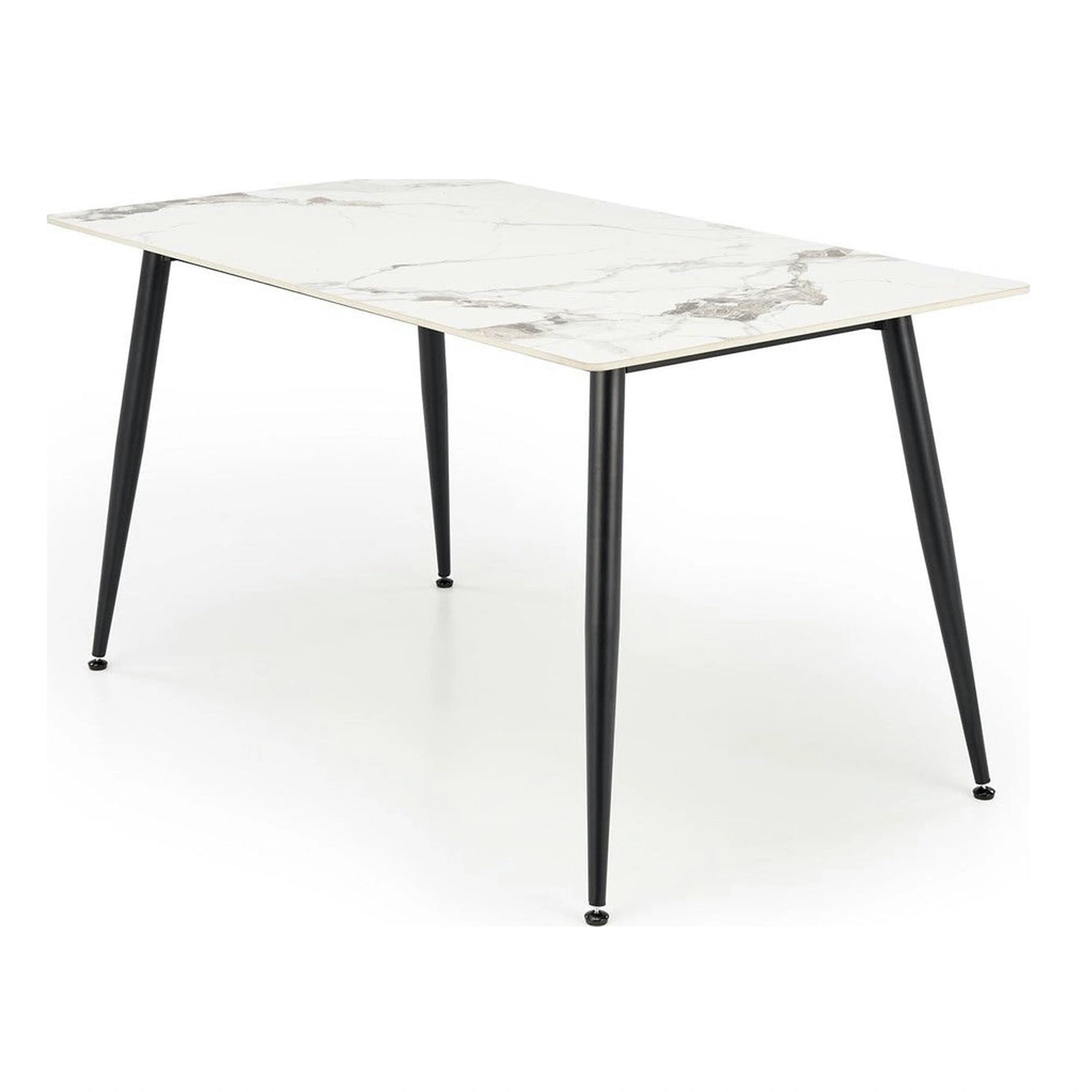 Masa EMILIO 140, alb/negru, ceramica/metal, 140x80x76 cm