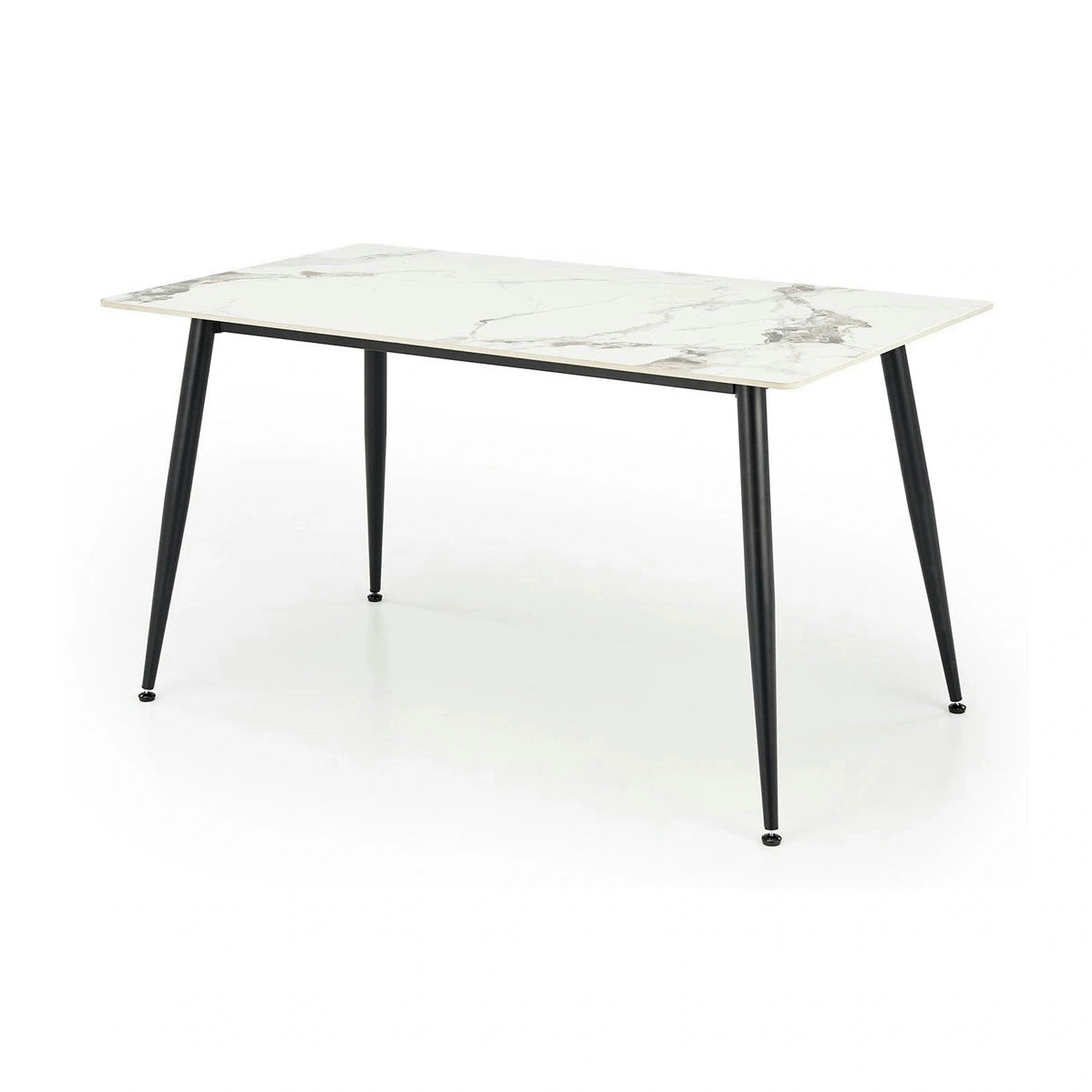 Masa EMILIO 140, alb/negru, ceramica/metal, 140x80x76 cm