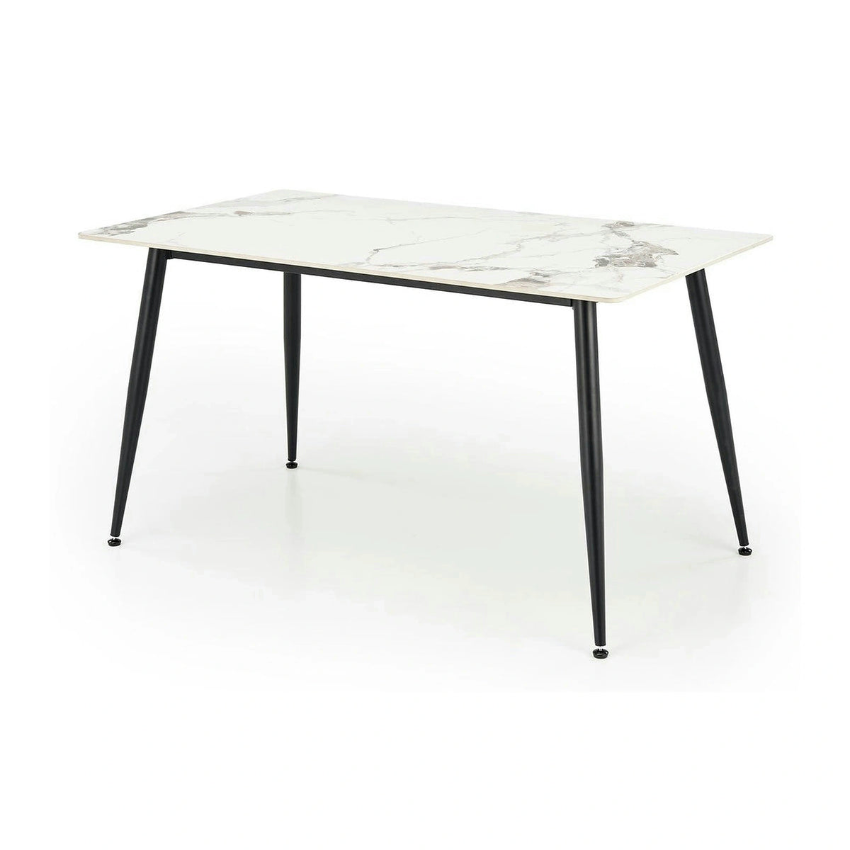 Masa EMILIO 140, alb/negru, ceramica/metal, 140x80x76 cm