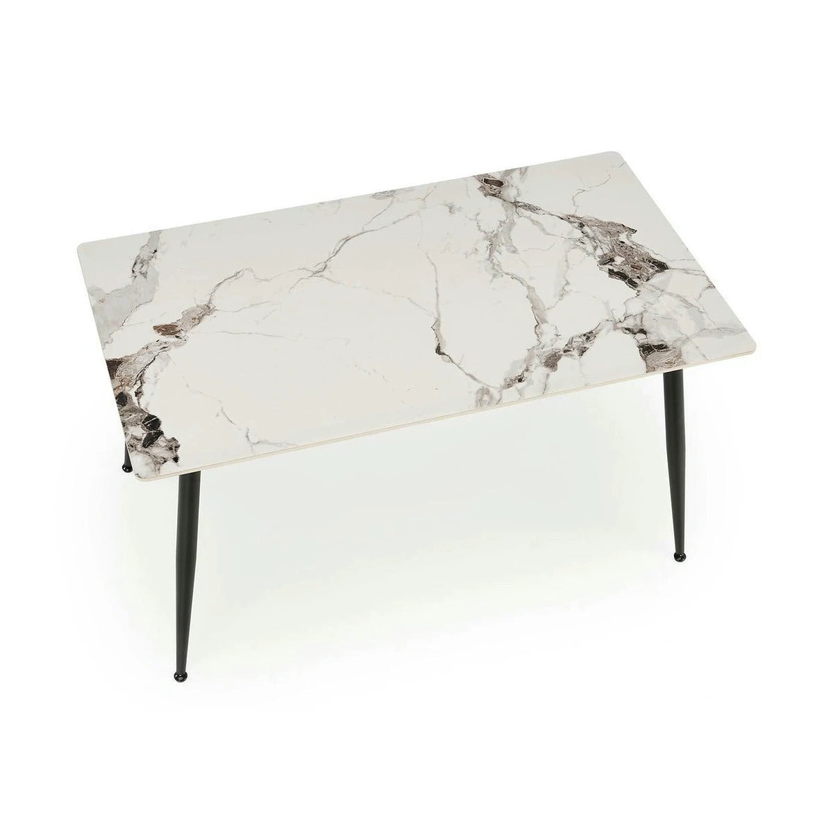 Masa EMILIO 140, alb/negru, ceramica/metal, 140x80x76 cm
