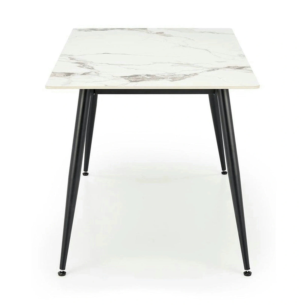 Masa EMILIO 140, alb/negru, ceramica/metal, 140x80x76 cm