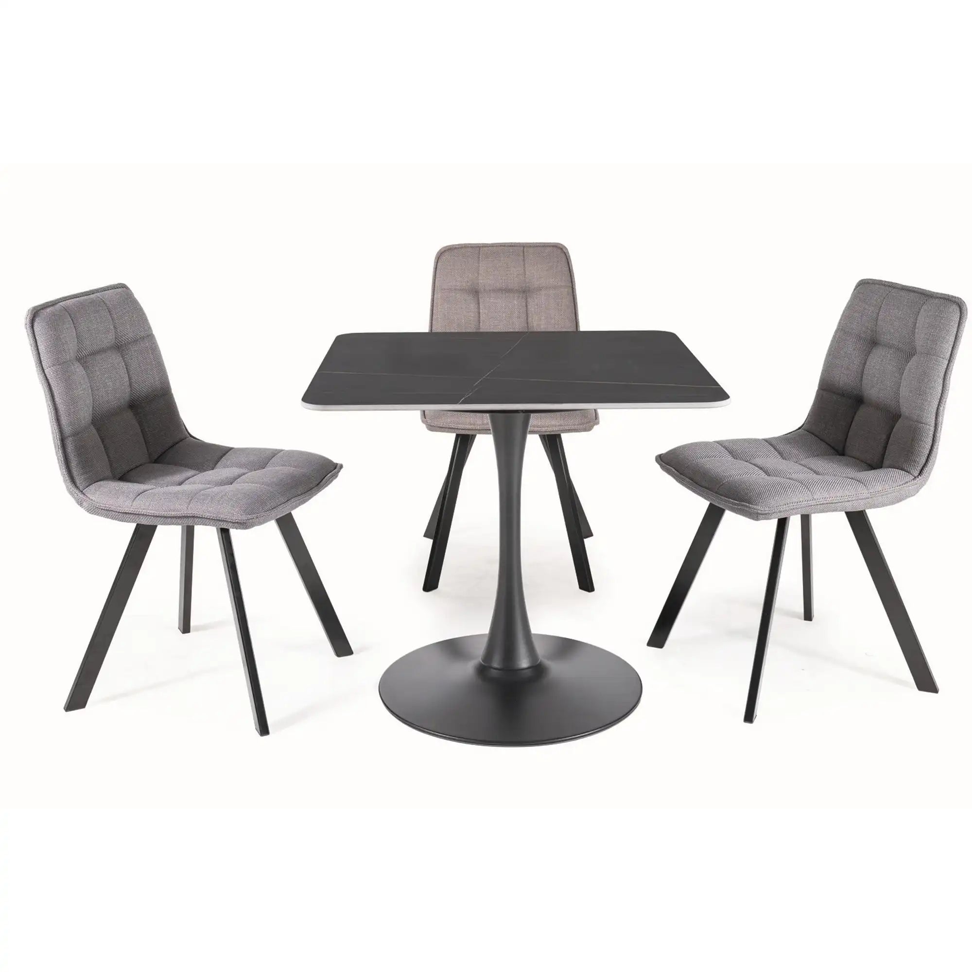 Masa ESPERO II, negru mat, ceramica/metal, 80x80x75 cm