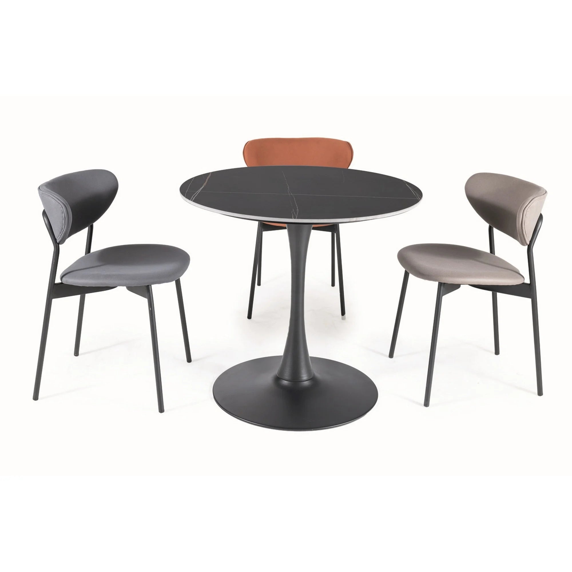 Masa ESPERO, negru mat, ceramica/metal, 80x75 cm