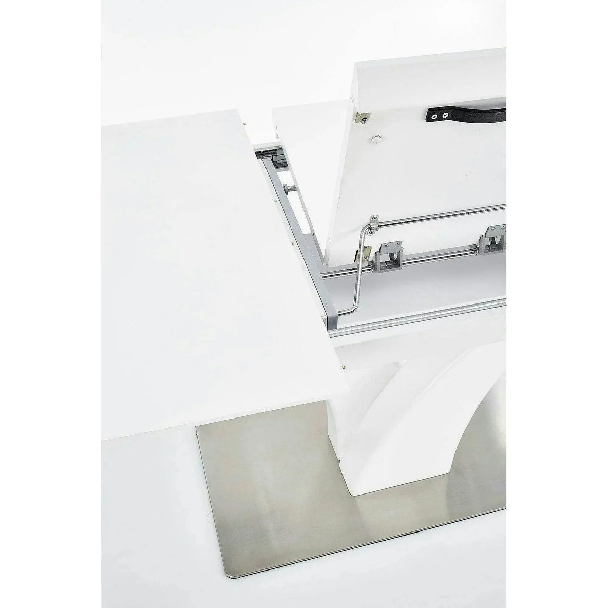 Masa extensibila 80 cm PALERMO, alb, sticla/otel