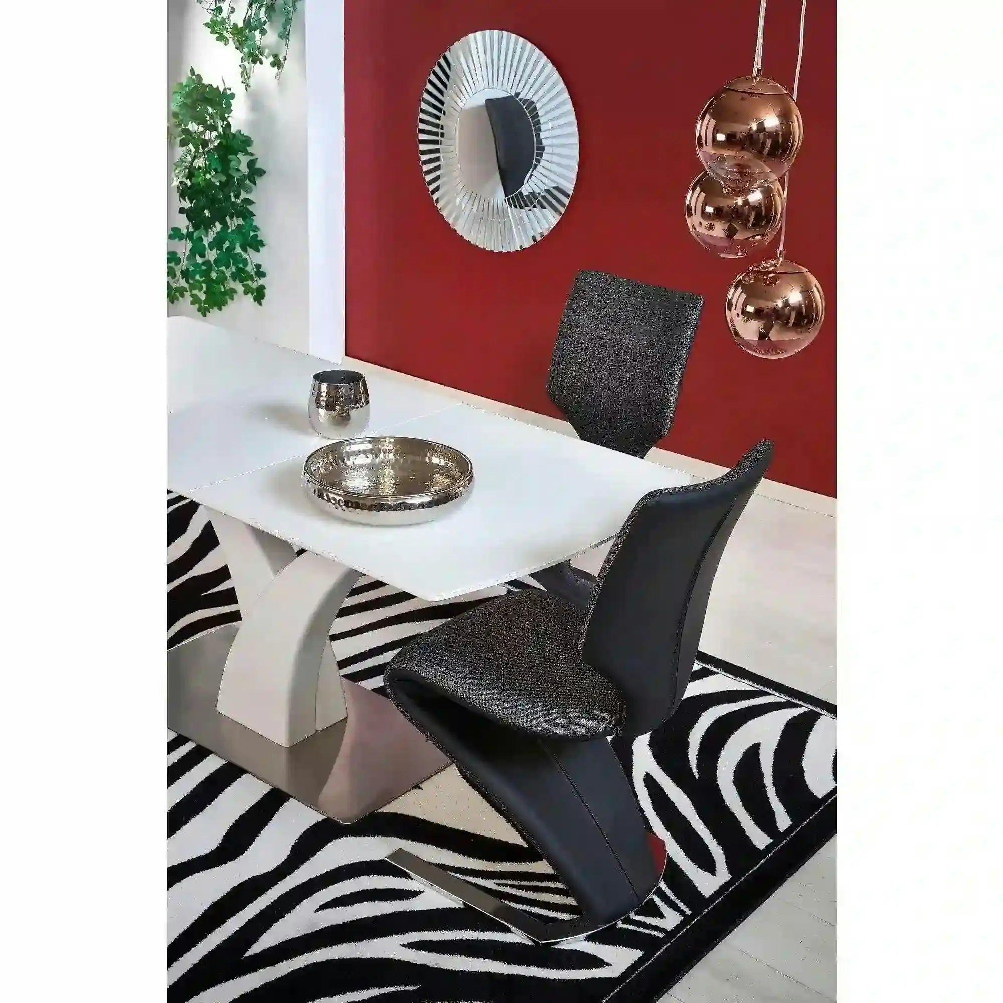 Masa extensibila 80 cm PALERMO, alb, sticla/otel
