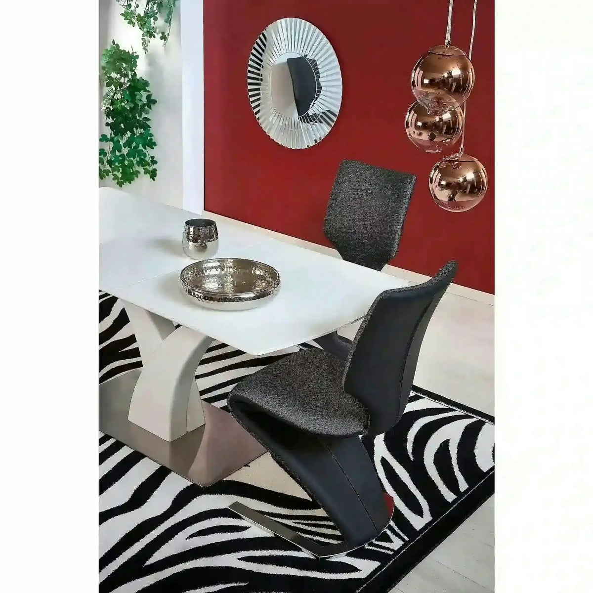Masa extensibila 80 cm PALERMO, alb, sticla/otel