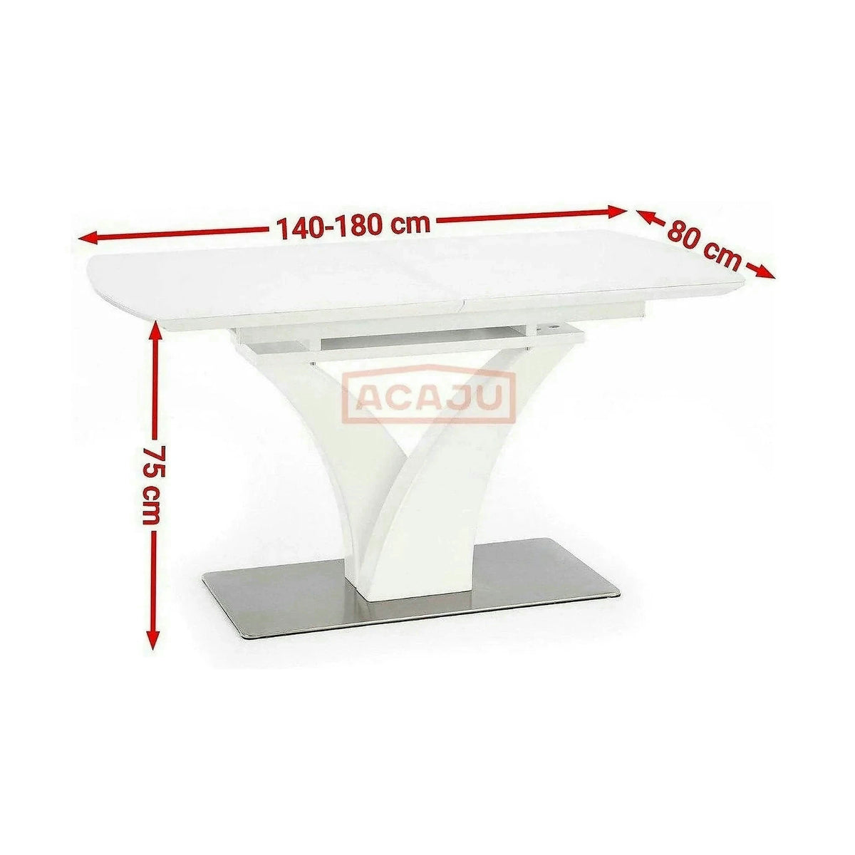 Masa extensibila 80 cm PALERMO, alb, sticla/otel