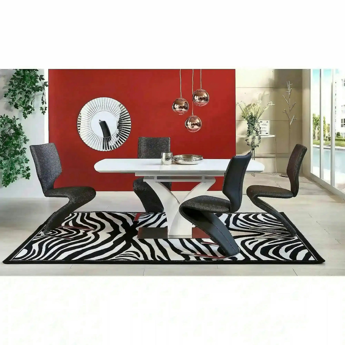 Masa extensibila 80 cm PALERMO, alb, sticla/otel