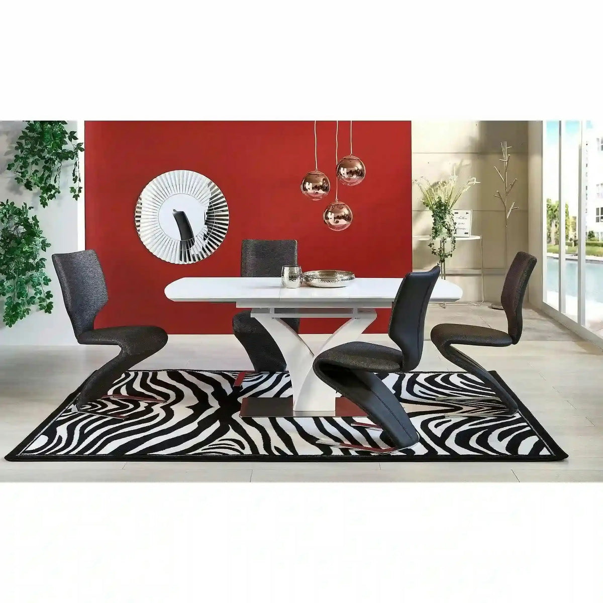Masa extensibila 80 cm PALERMO, alb, sticla/otel