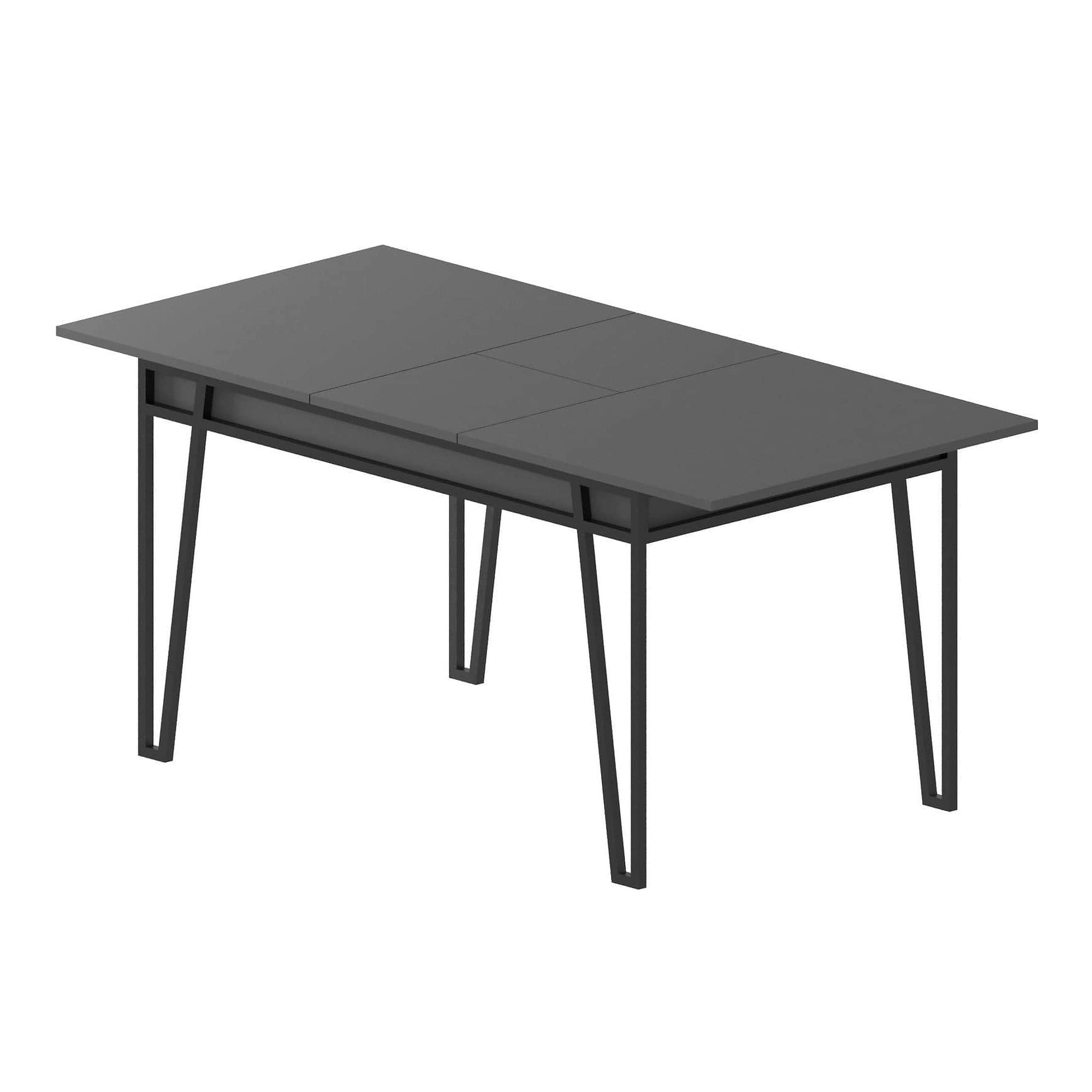 Masa extensibila 855DTE4603, gri inchis/negru, PAL melaminat/metal, 132/170x80x76 cm