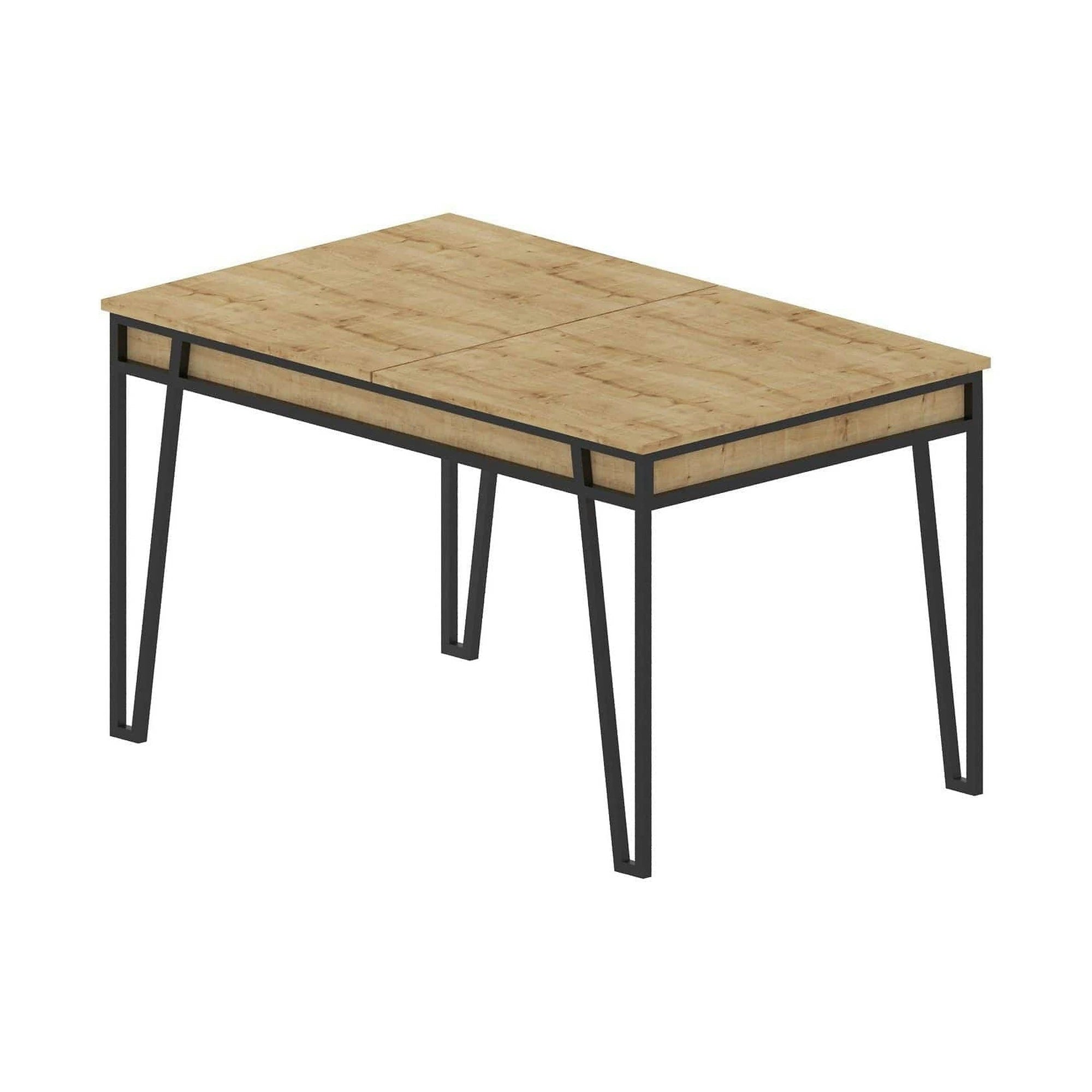 Masa extensibila 855DTE4604, stejar/negru, PAL melaminat/metal, 132/170x80x76 cm