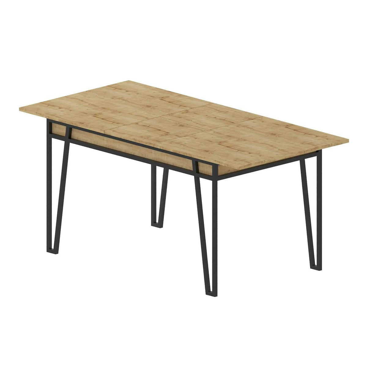 Masa extensibila 855DTE4604, stejar/negru, PAL melaminat/metal, 132/170x80x76 cm