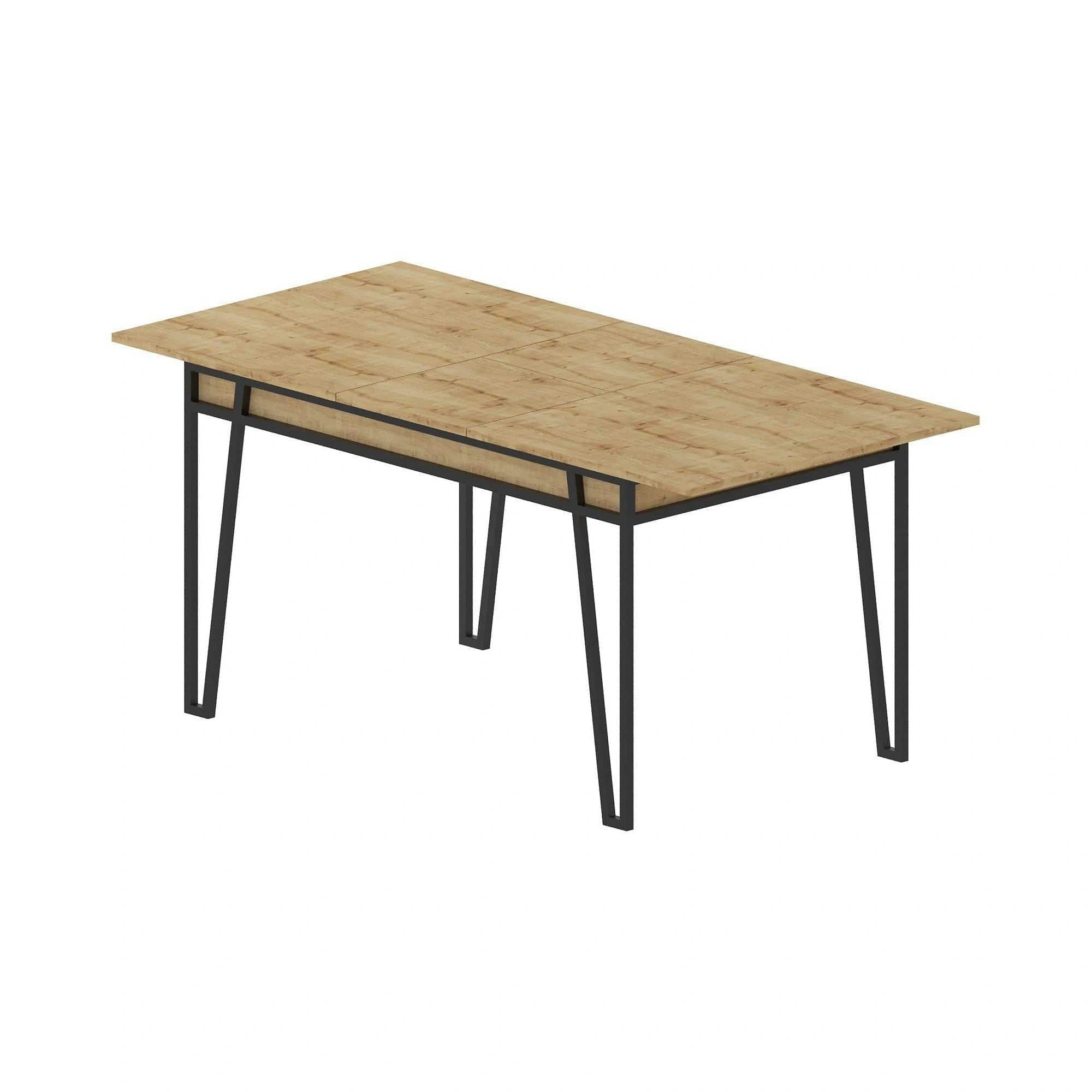 Masa extensibila 855DTE4604, stejar/negru, PAL melaminat/metal, 132/170x80x76 cm