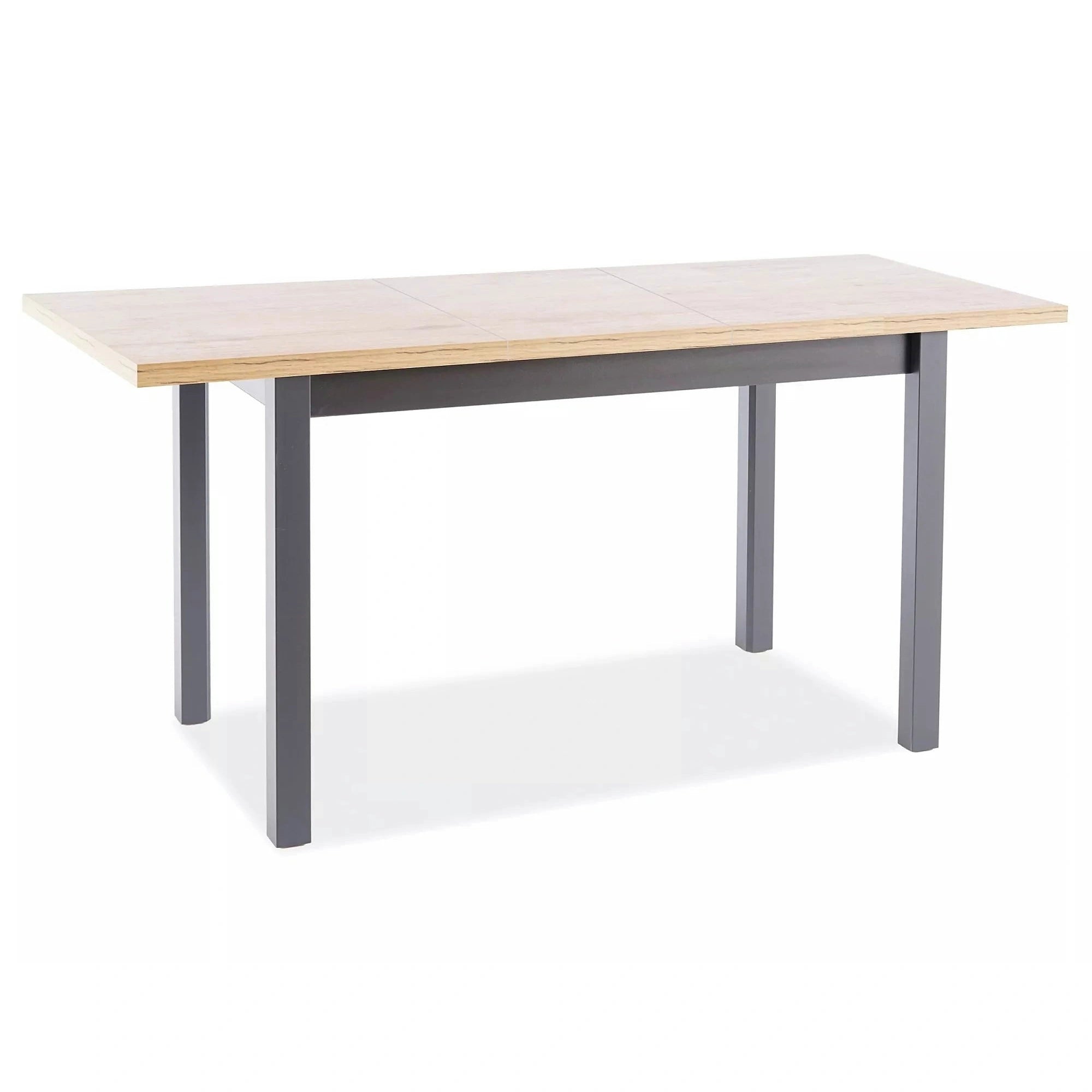 Masă extensibilă ADAM, stejar artizanal/negru mat, PAL laminat/MDF, 120–160x68x75 cm
