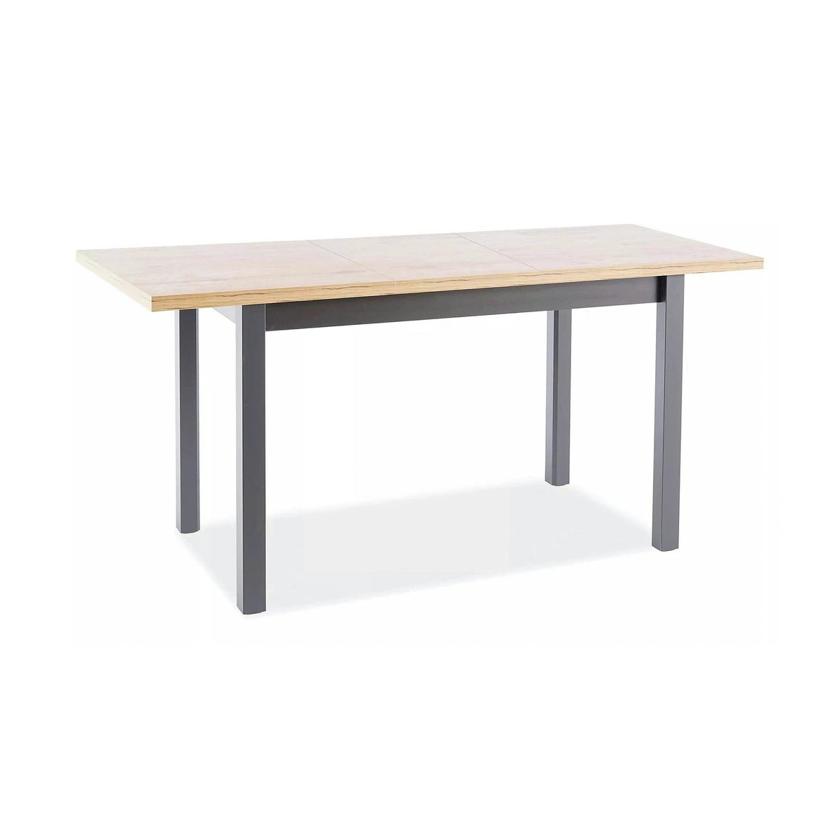Masă extensibilă ADAM, stejar artizanal/negru mat, PAL laminat/MDF, 120–160x68x75 cm