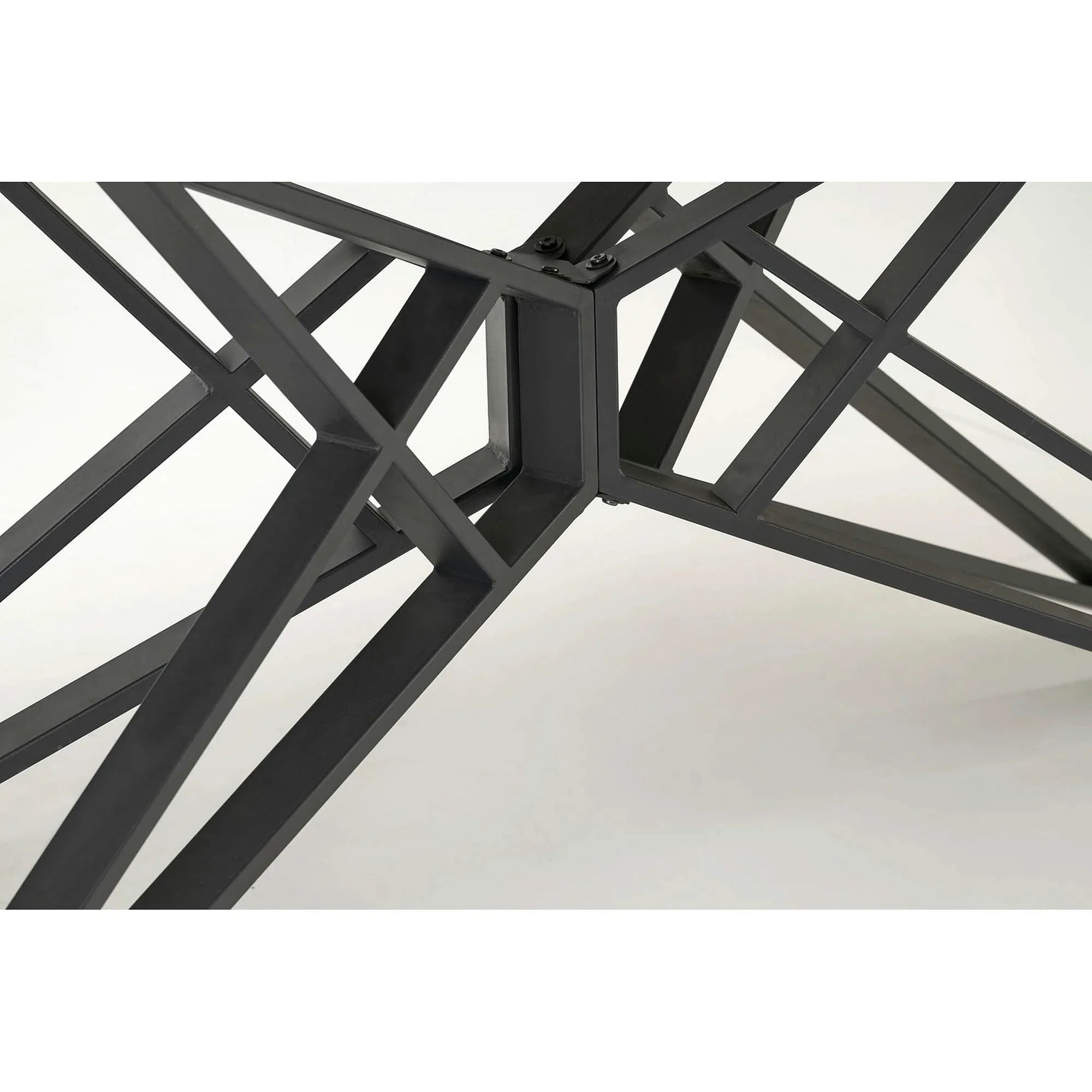 Masa extensibila ALFREDO, alb cu efect de marmura/negru, piatra sinterizata/otel, 160-240x91x76 cm