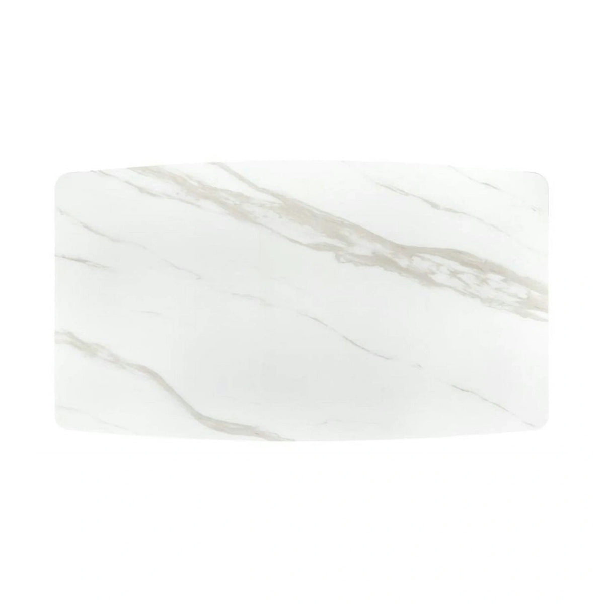 Masa extensibila ALFREDO, alb cu efect de marmura/negru, piatra sinterizata/otel, 160-240x91x76 cm