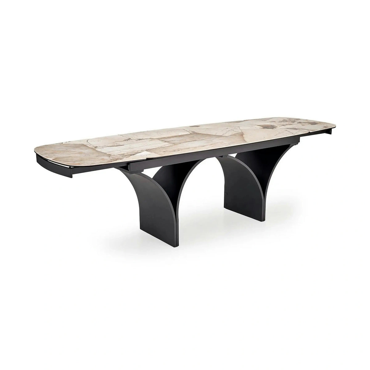 Masa extensibila ALTER, bej/negru, ceramica/sticla/metal, 180/260x90x74 cm