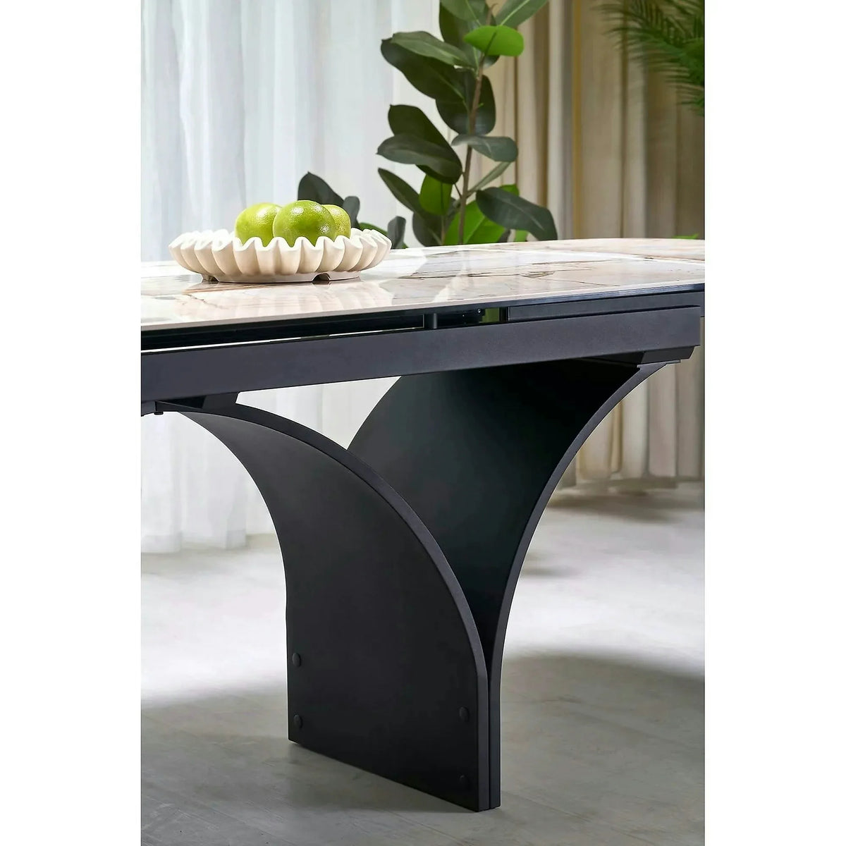 Masa extensibila ALTER, bej/negru, ceramica/sticla/metal, 180/260x90x74 cm
