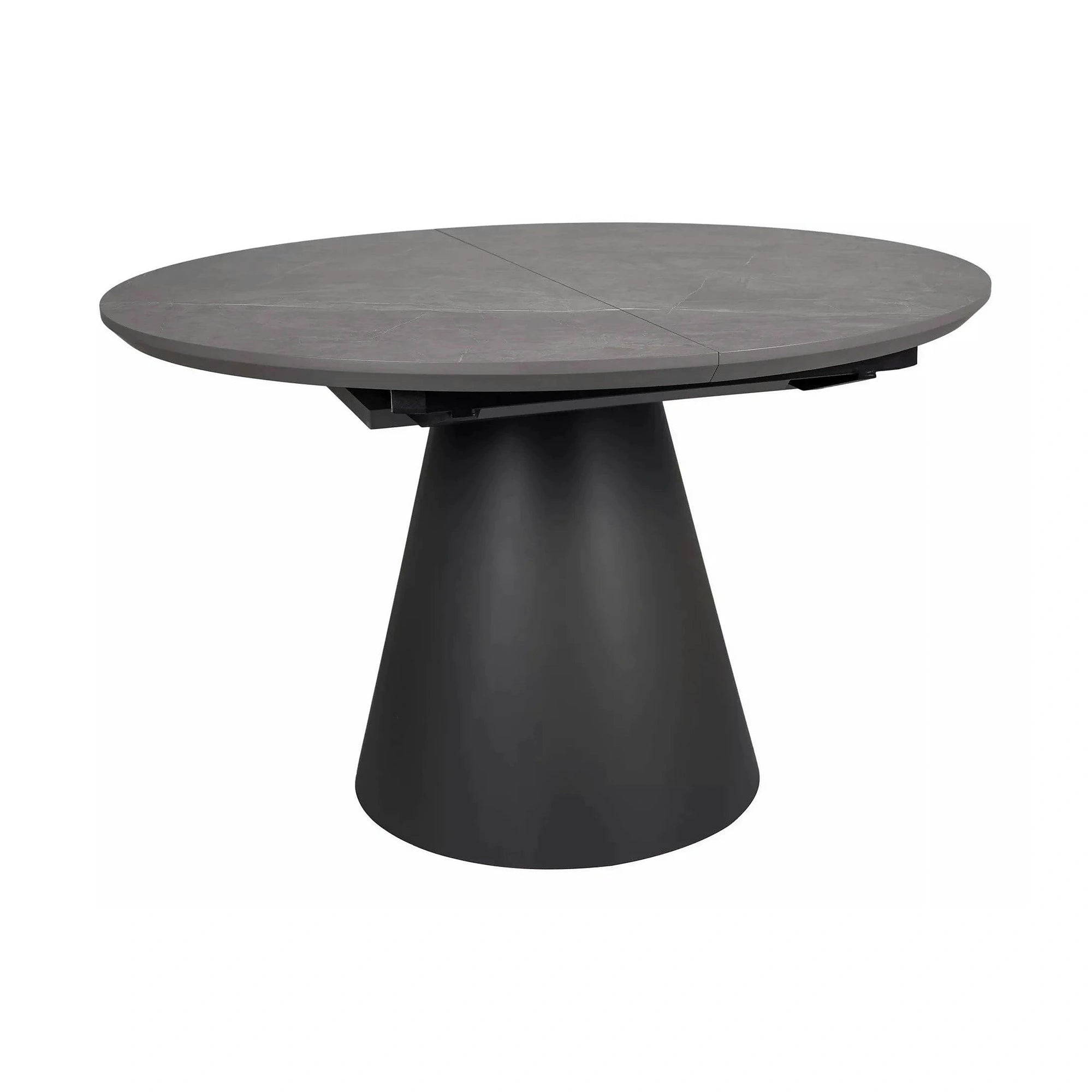Masa extensibila ANGEL II, gri cu efect de marmura/negru, 120/160x120x75 cm