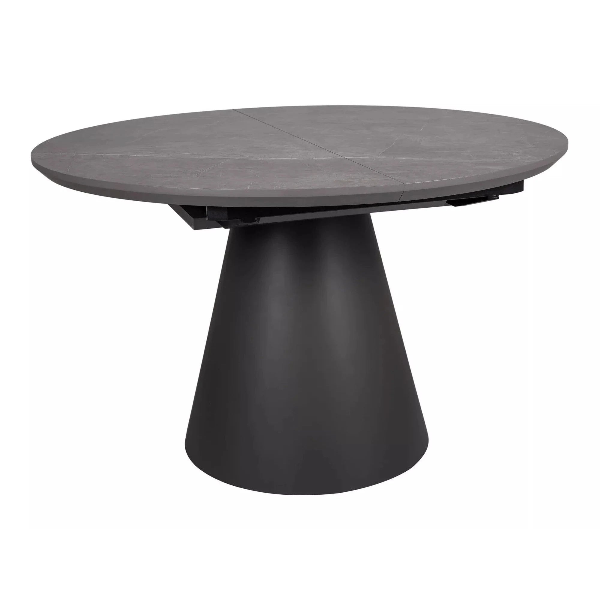 Masa extensibila ANGEL II, gri cu efect de marmura/negru, 120/160x120x75 cm