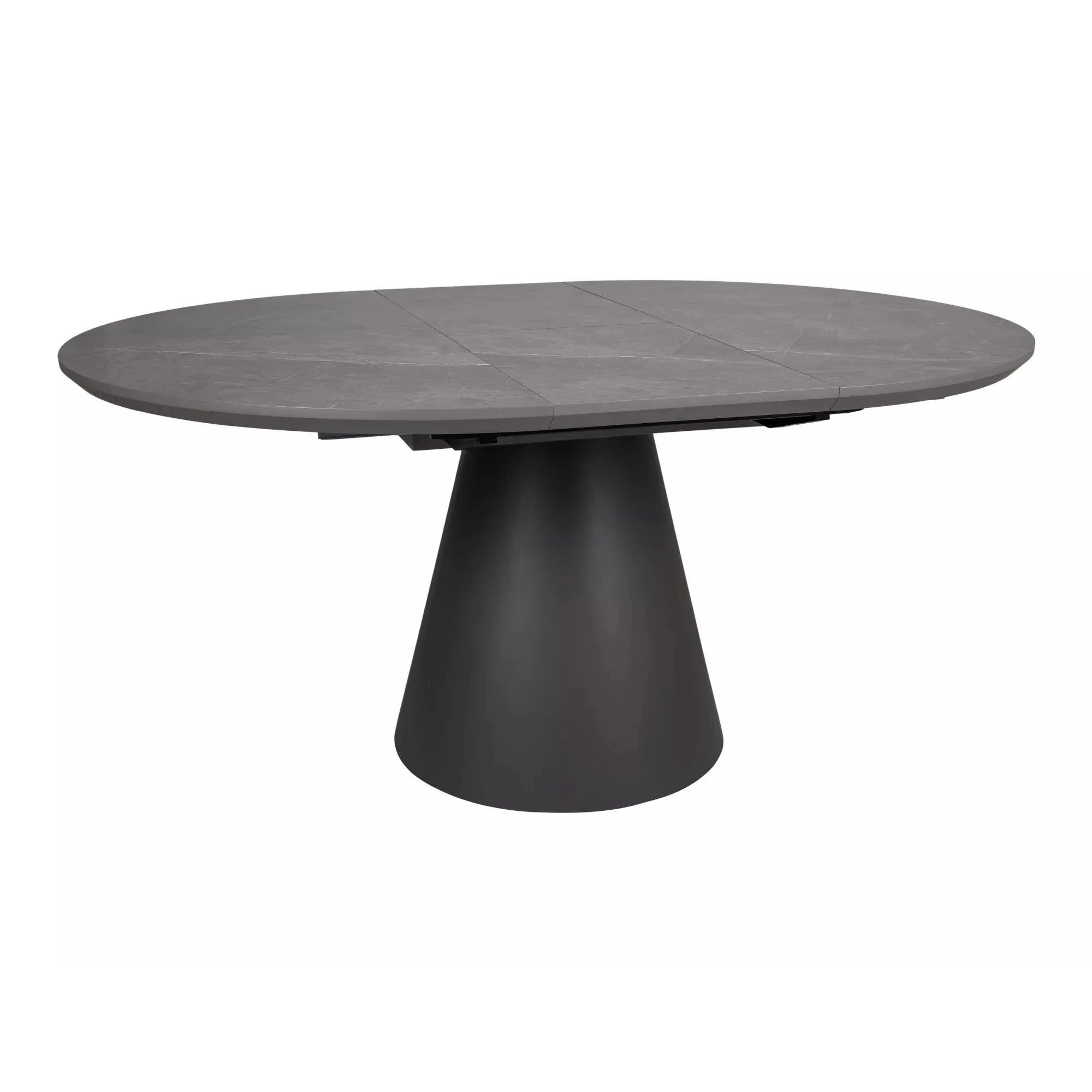 Masa extensibila ANGEL II, gri cu efect de marmura/negru, 120/160x120x75 cm