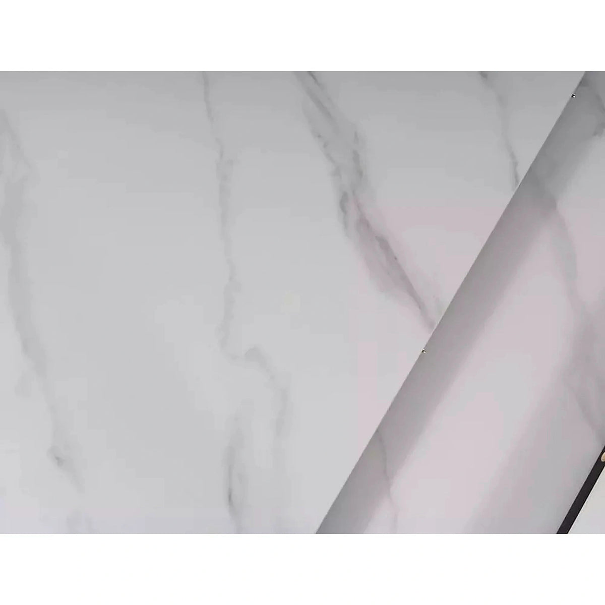 Masa extensibila APOLLO, alb cu efect de marmura/negru, 120/160x80x76 cm