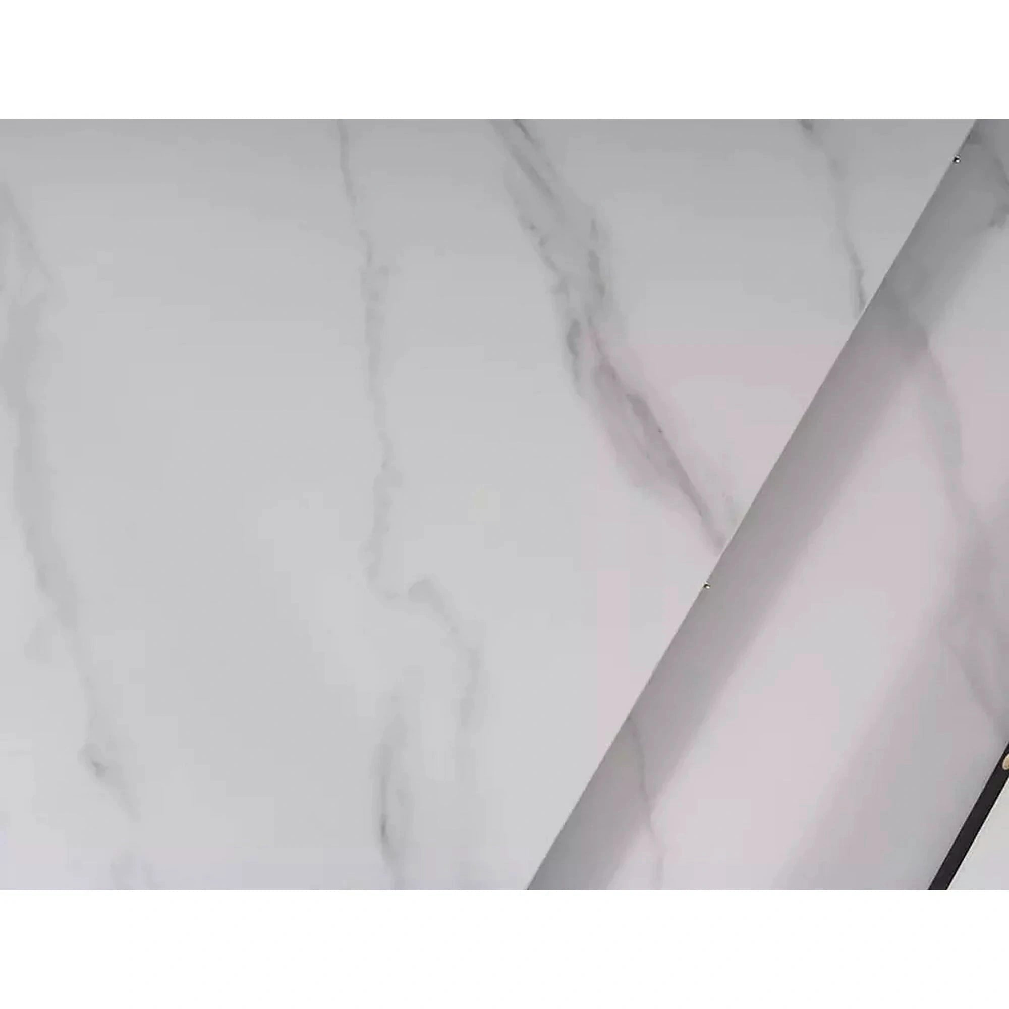 Masa extensibila APOLLO, alb cu efect de marmura/negru, 120/160x80x76 cm