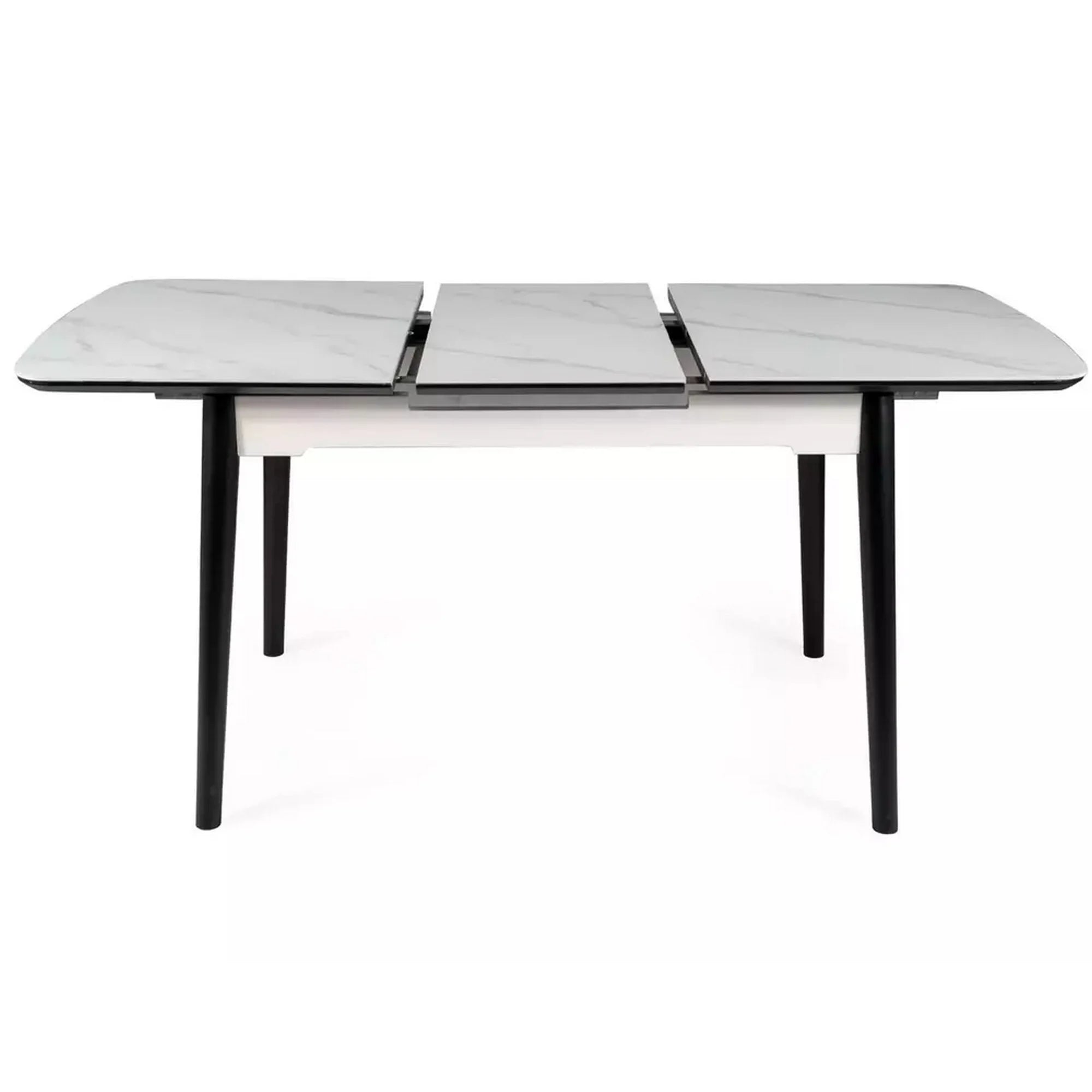 Masa extensibila APOLLO, alb cu efect de marmura/negru, 120/160x80x76 cm