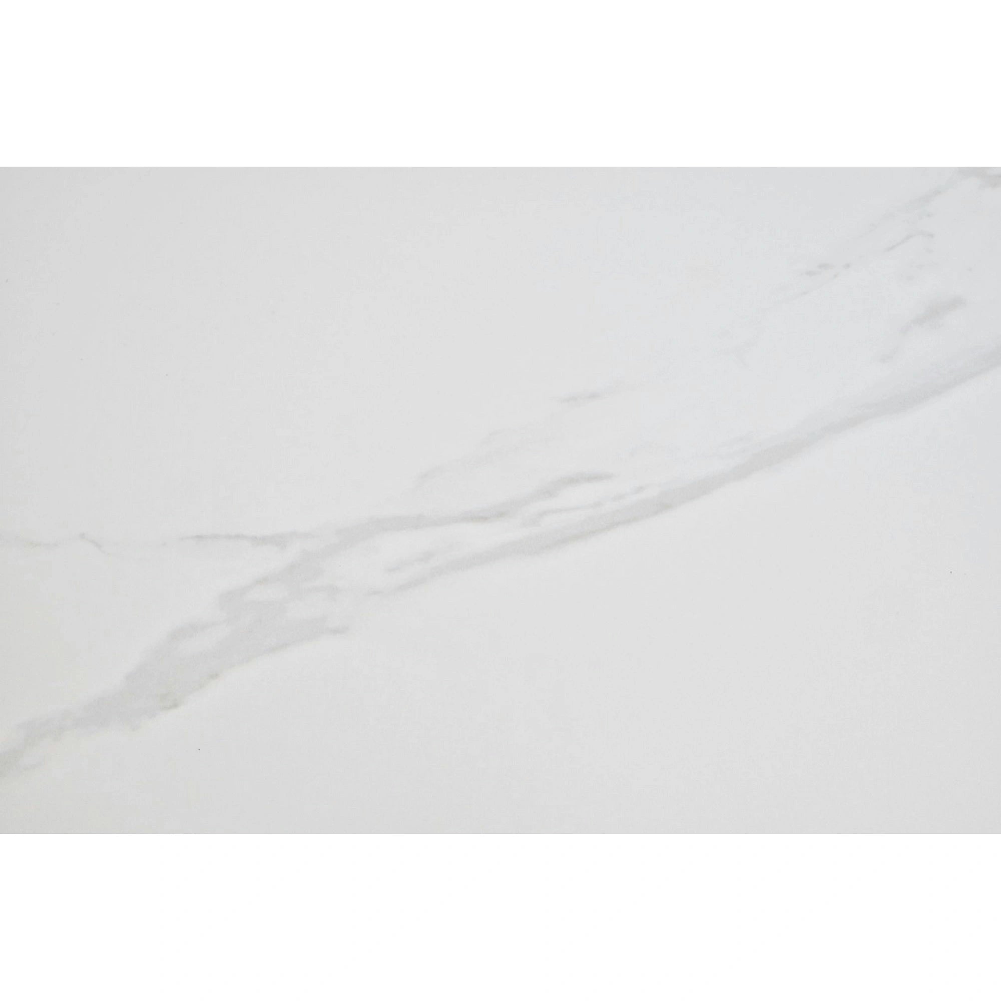 Masa extensibila ARES, alb cu efect de marmura/negru, ceramica/metal, 120/150x85x76 cm