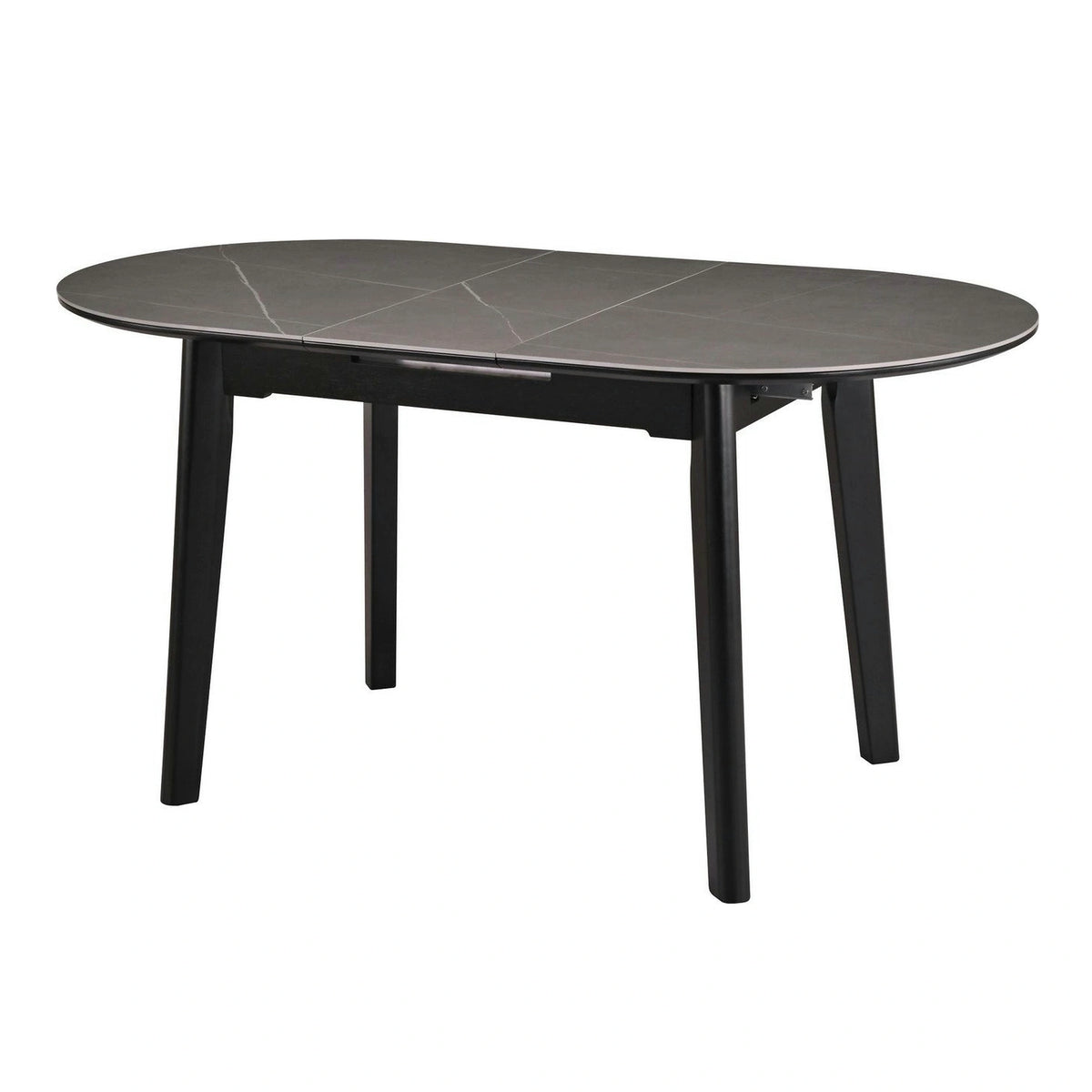 Masa extensibila ARES, gri cu efect de marmura/negru, ceramica/metal, 120/150x85x76 cm