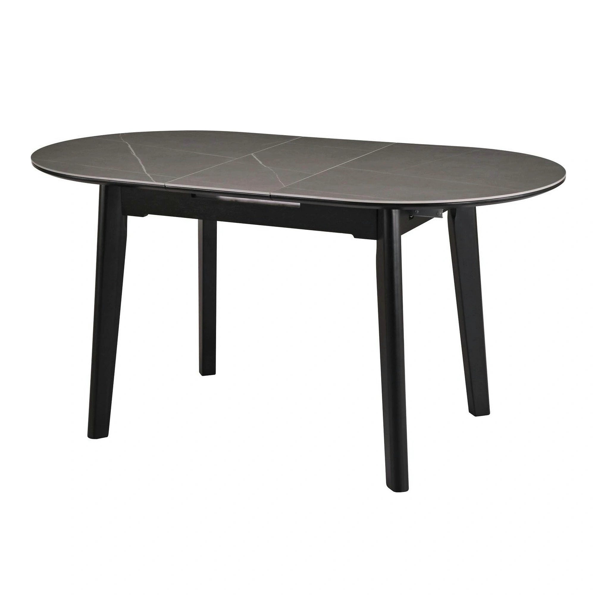 Masa extensibila ARES, gri cu efect de marmura/negru, ceramica/metal, 120/150x85x76 cm
