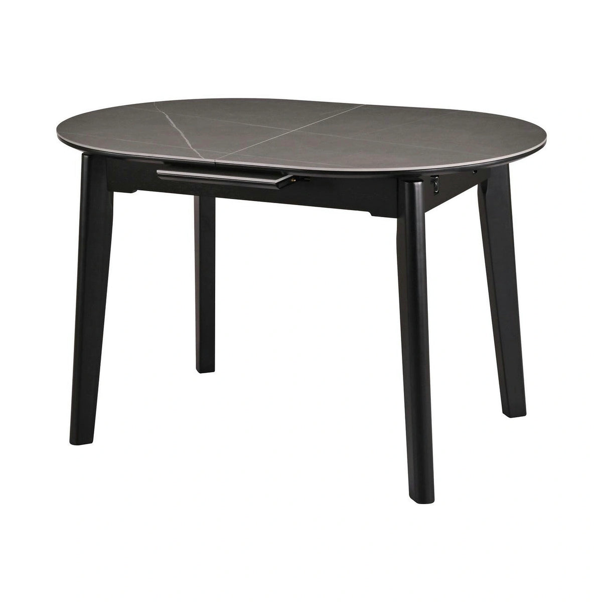 Masa extensibila ARES, gri cu efect de marmura/negru, ceramica/metal, 120/150x85x76 cm