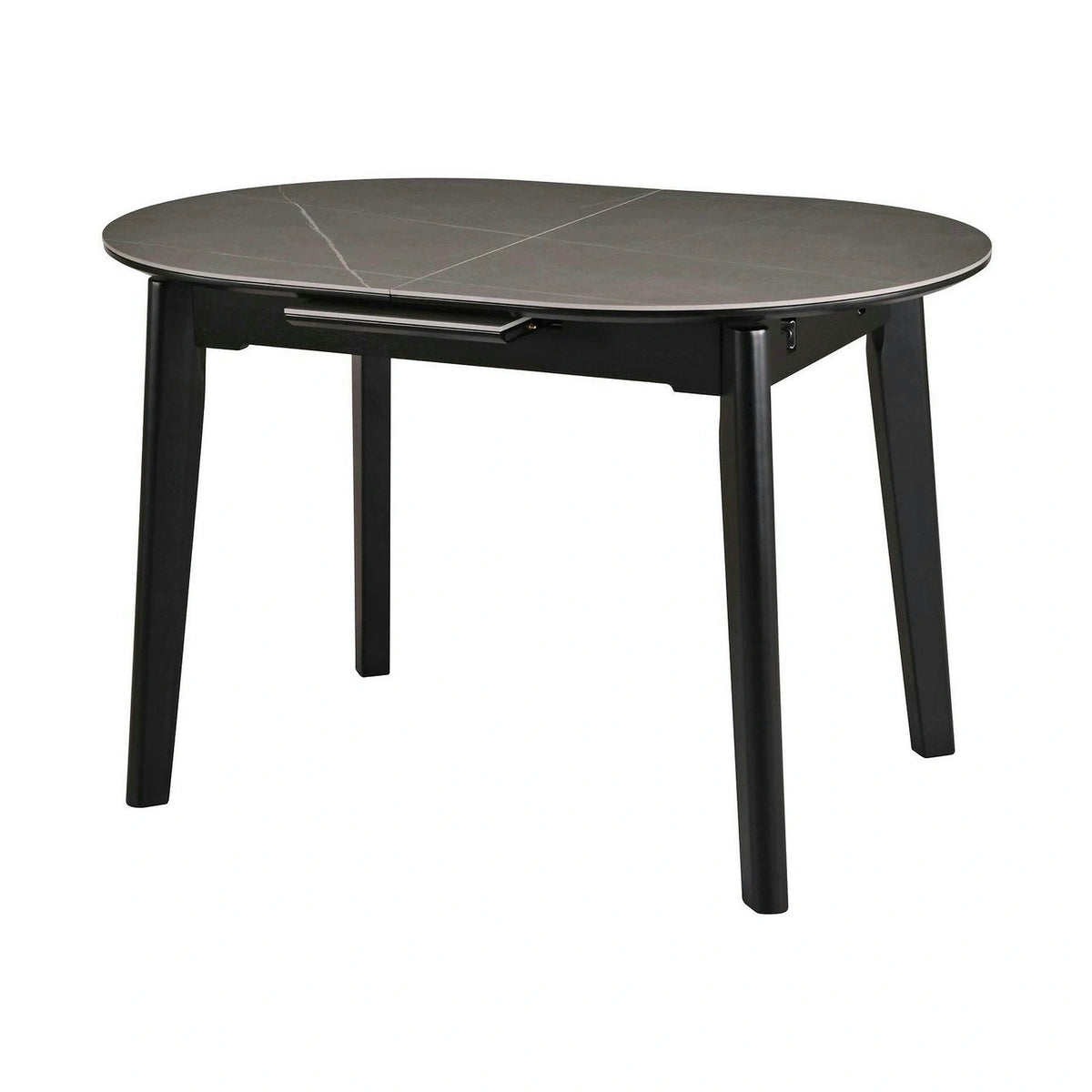 Masa extensibila ARES, gri cu efect de marmura/negru, ceramica/metal, 120/150x85x76 cm