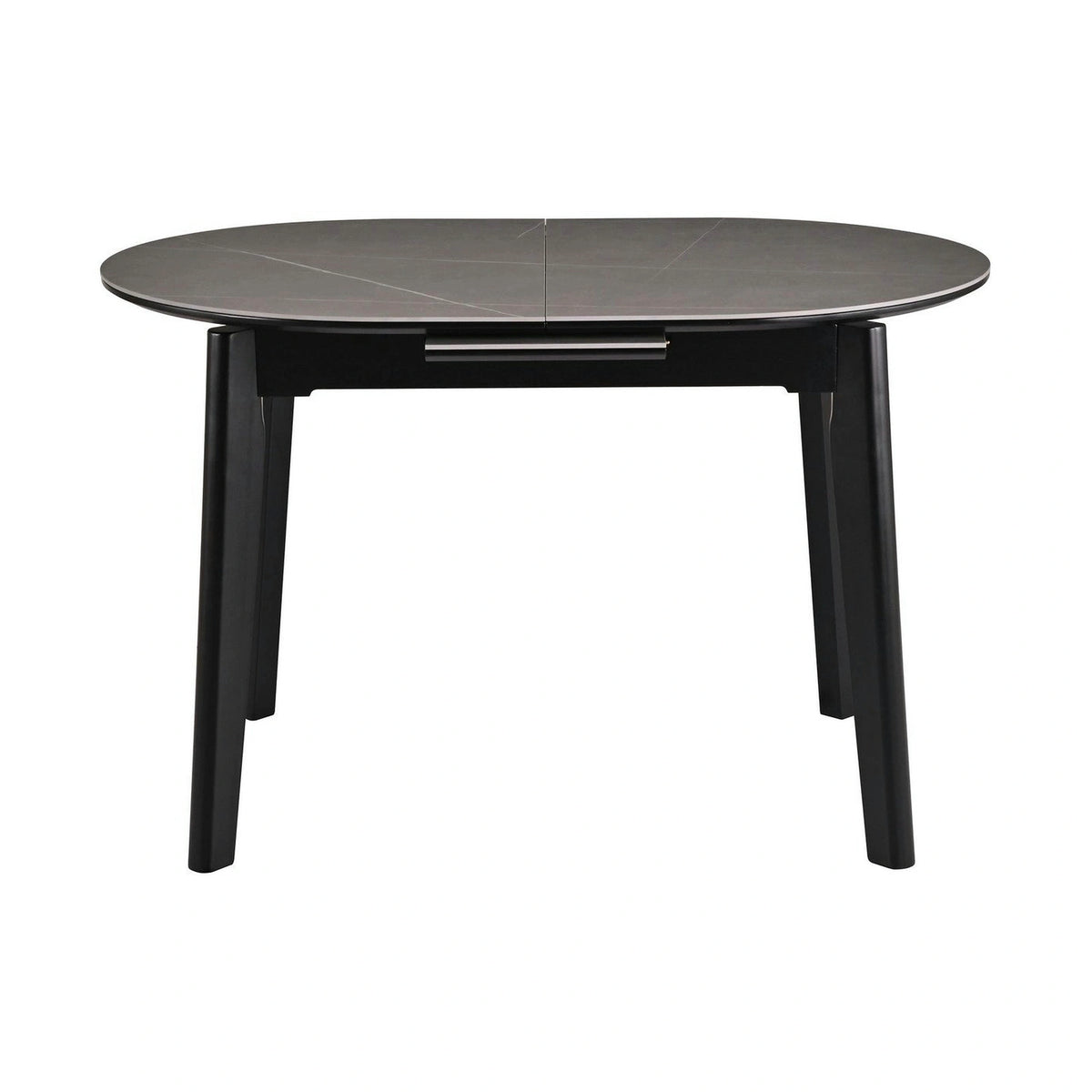 Masa extensibila ARES, gri cu efect de marmura/negru, ceramica/metal, 120/150x85x76 cm