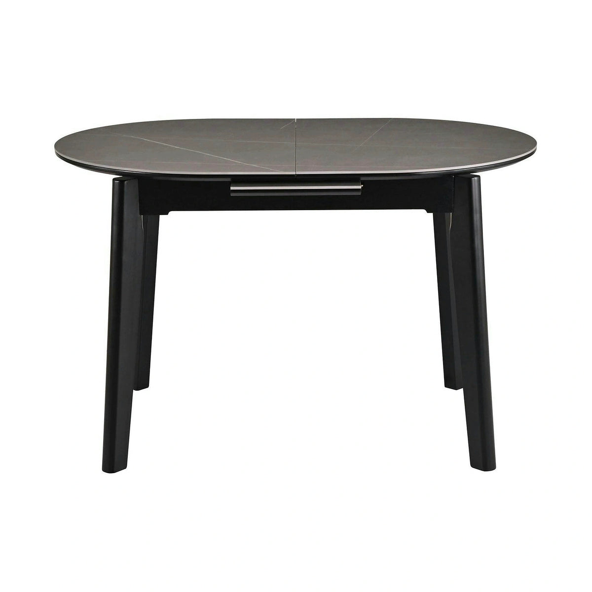 Masa extensibila ARES, gri cu efect de marmura/negru, ceramica/metal, 120/150x85x76 cm