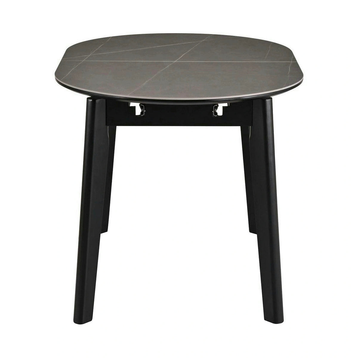 Masa extensibila ARES, gri cu efect de marmura/negru, ceramica/metal, 120/150x85x76 cm